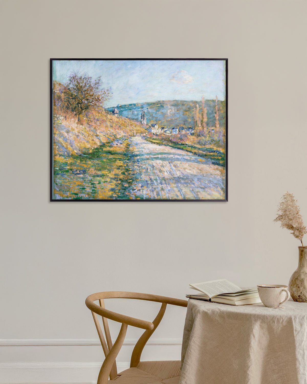 Plakat Vejen til Vétheuil (1879) af Claude Monet med metalramme
