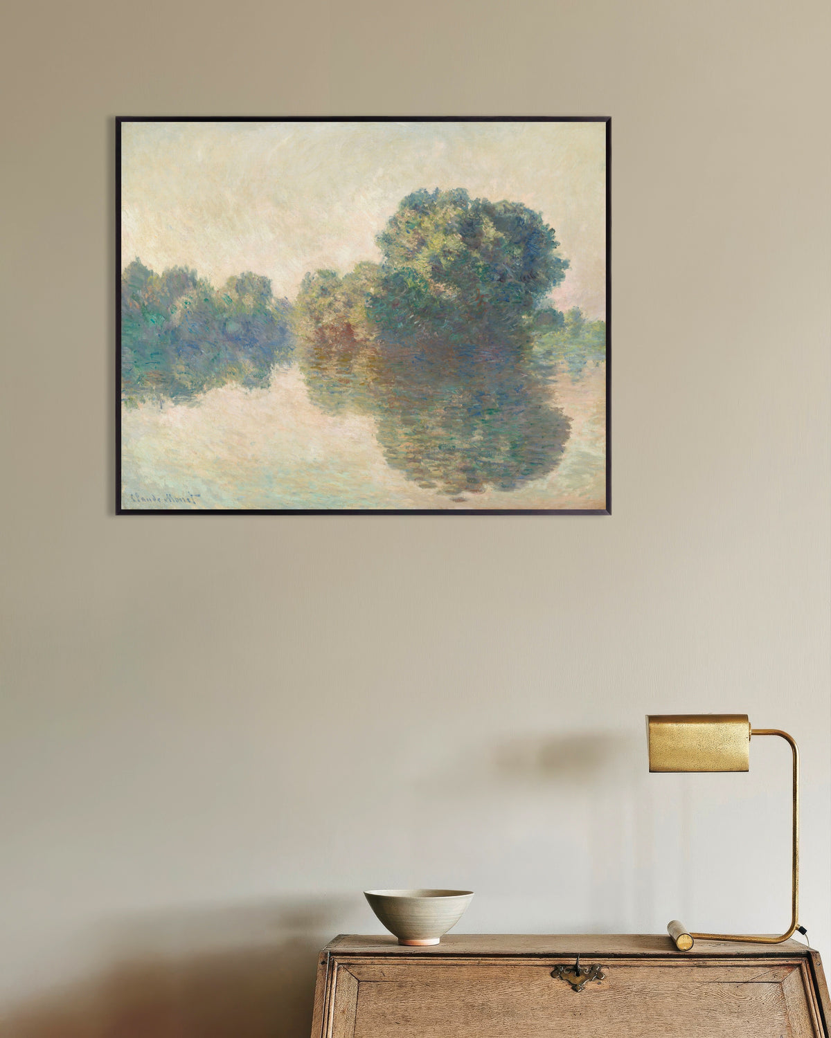 Plakat Seinen ved Giverny (1897) af Claude Monet med metalramme