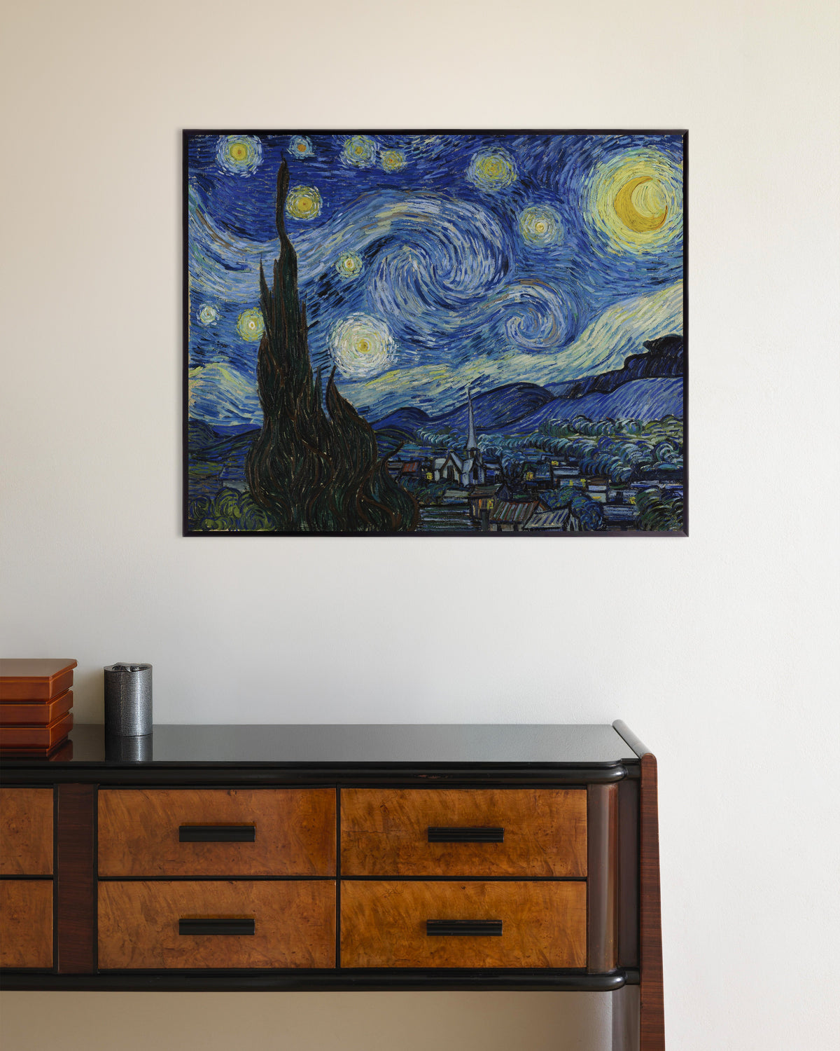 Plakat med Stjernenatten (1889) af Vincent van Gogh, med metalramme