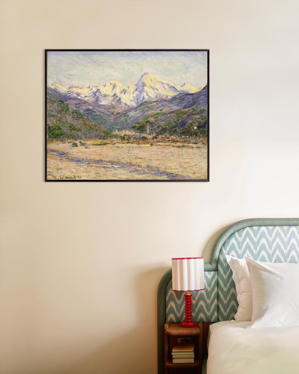 Plakat Nervia-dalen (1884) af Claude Monet med metalramme