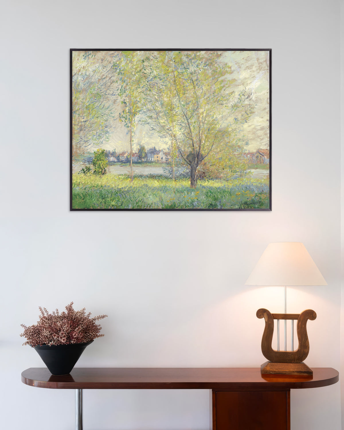 Plakat Piletræerne (1880) af Claude Monet med metalramme