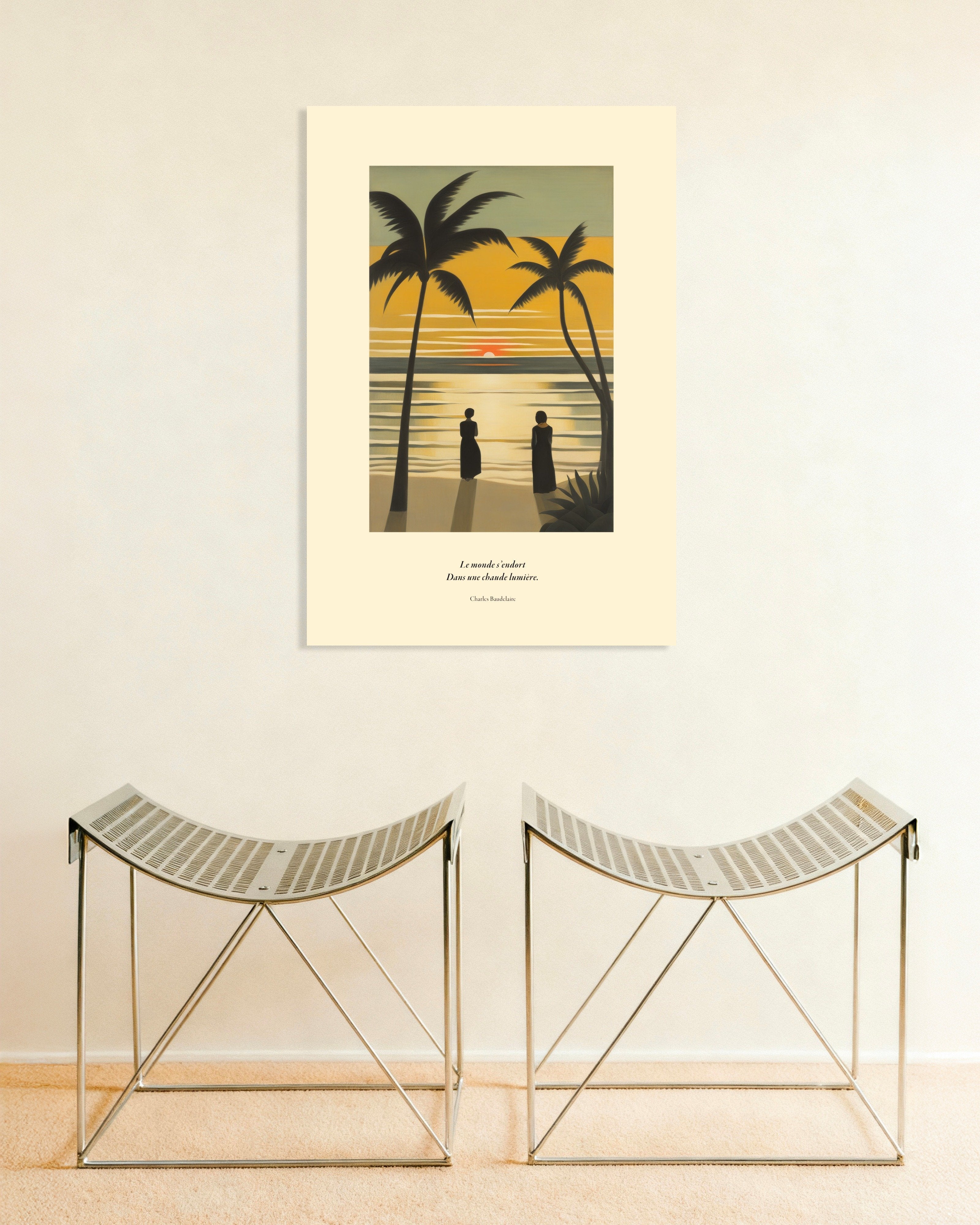 Poster of The world falls asleep in a warm light, Baudelaire, french