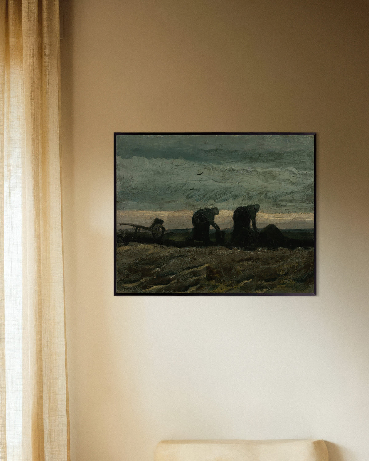 Poster af To kvinder på heden (1883) af Vincent van Gogh med metalramme