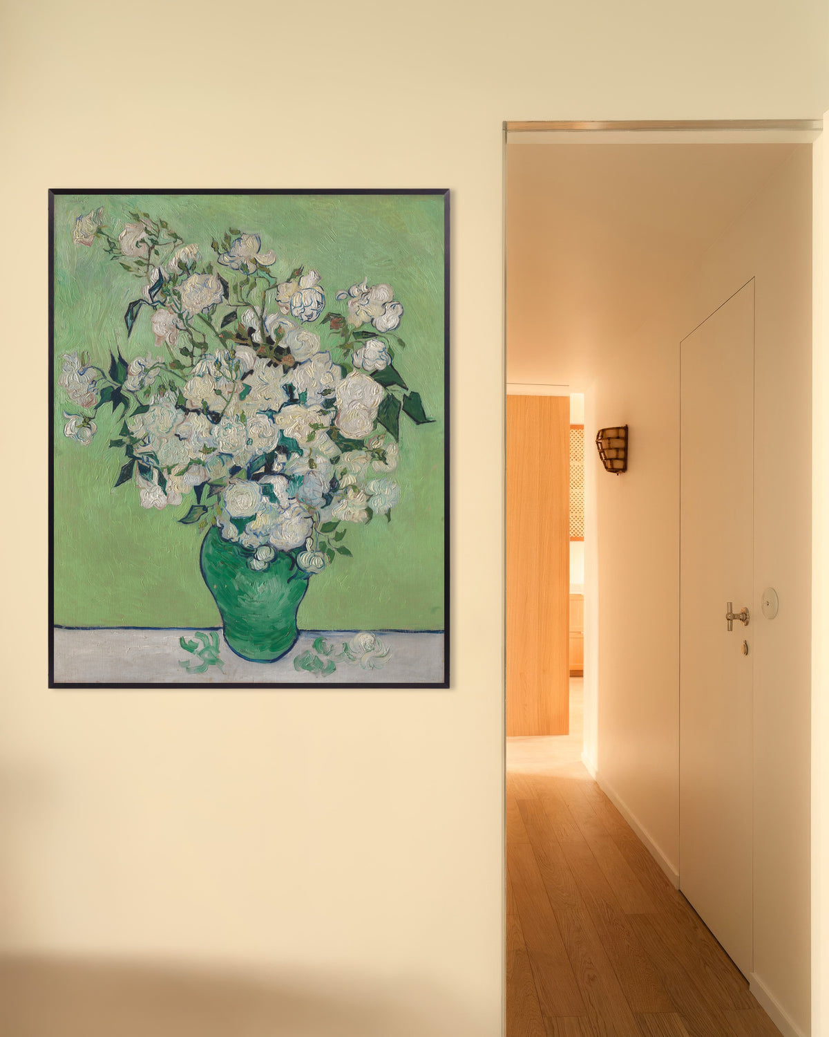 Plakat af Vase med roser (1890) af Vincent van Gogh med metalramme