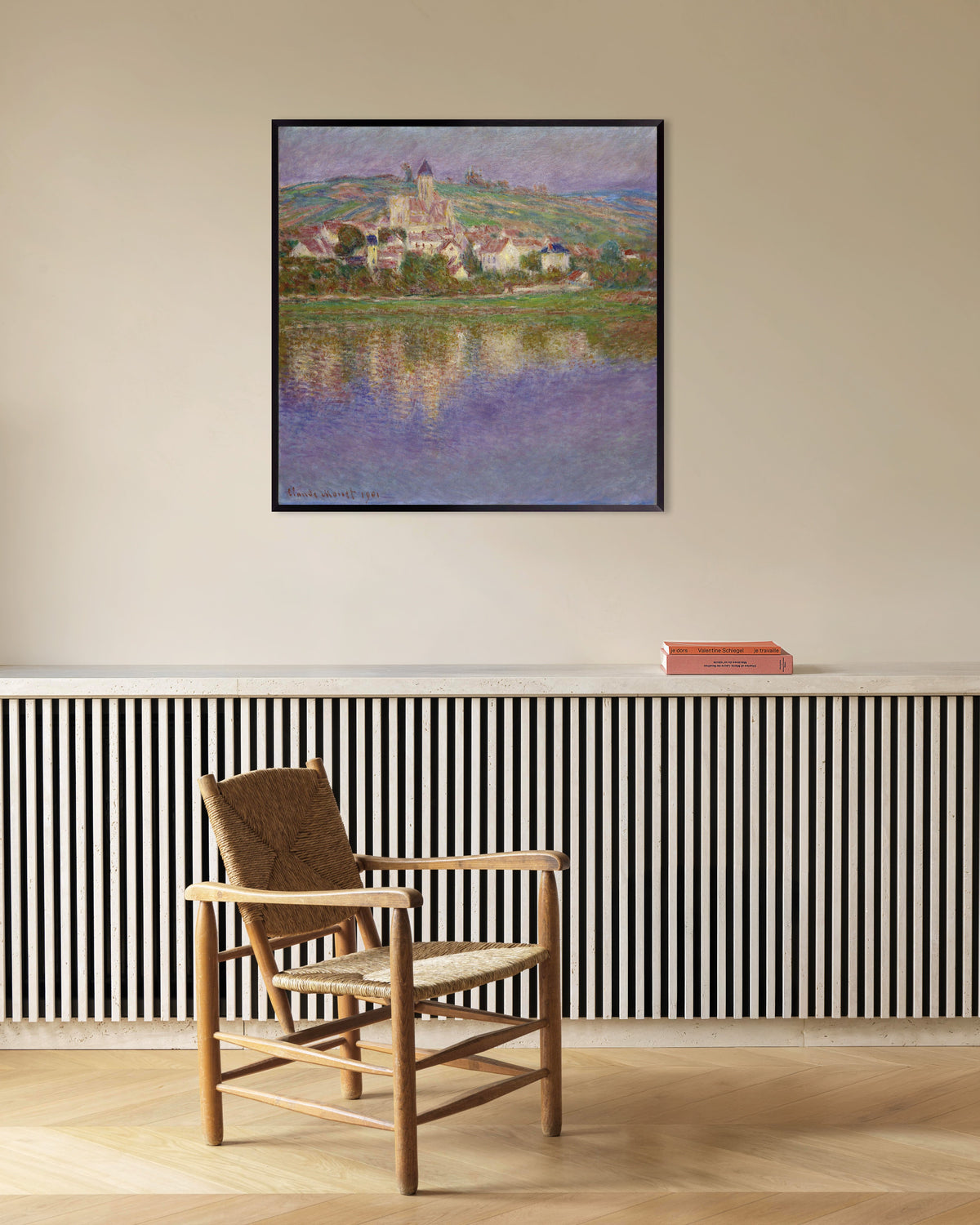 Plakat Vétheuil (1901) af Claude Monet med metalramme