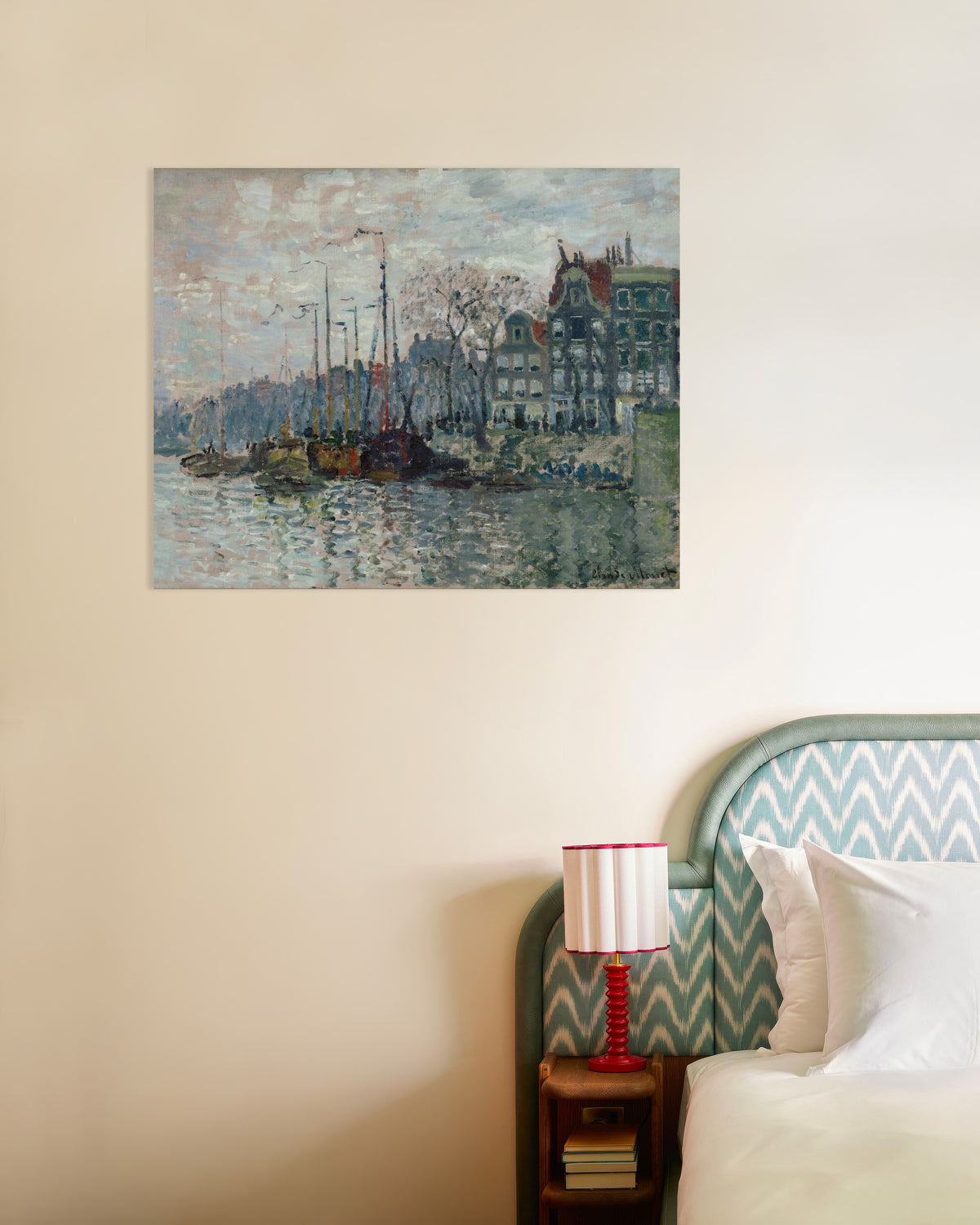 Plakat Udsigt over Prins Hendrikkade og Kromme Waal i Amsterdam (1874) af Claude Monet