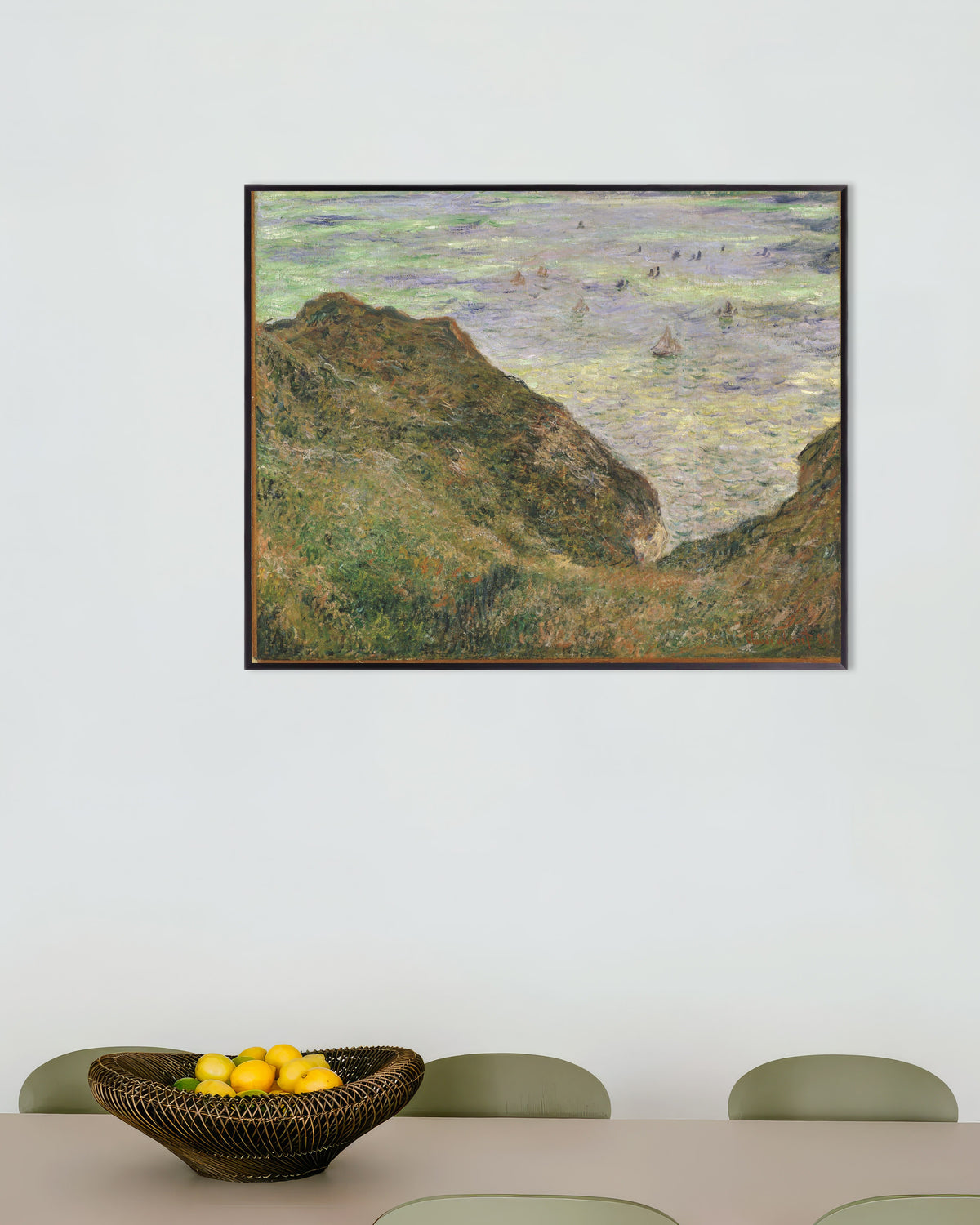 Plakat Udsigt over havet (1882) af Claude Monet med metalramme