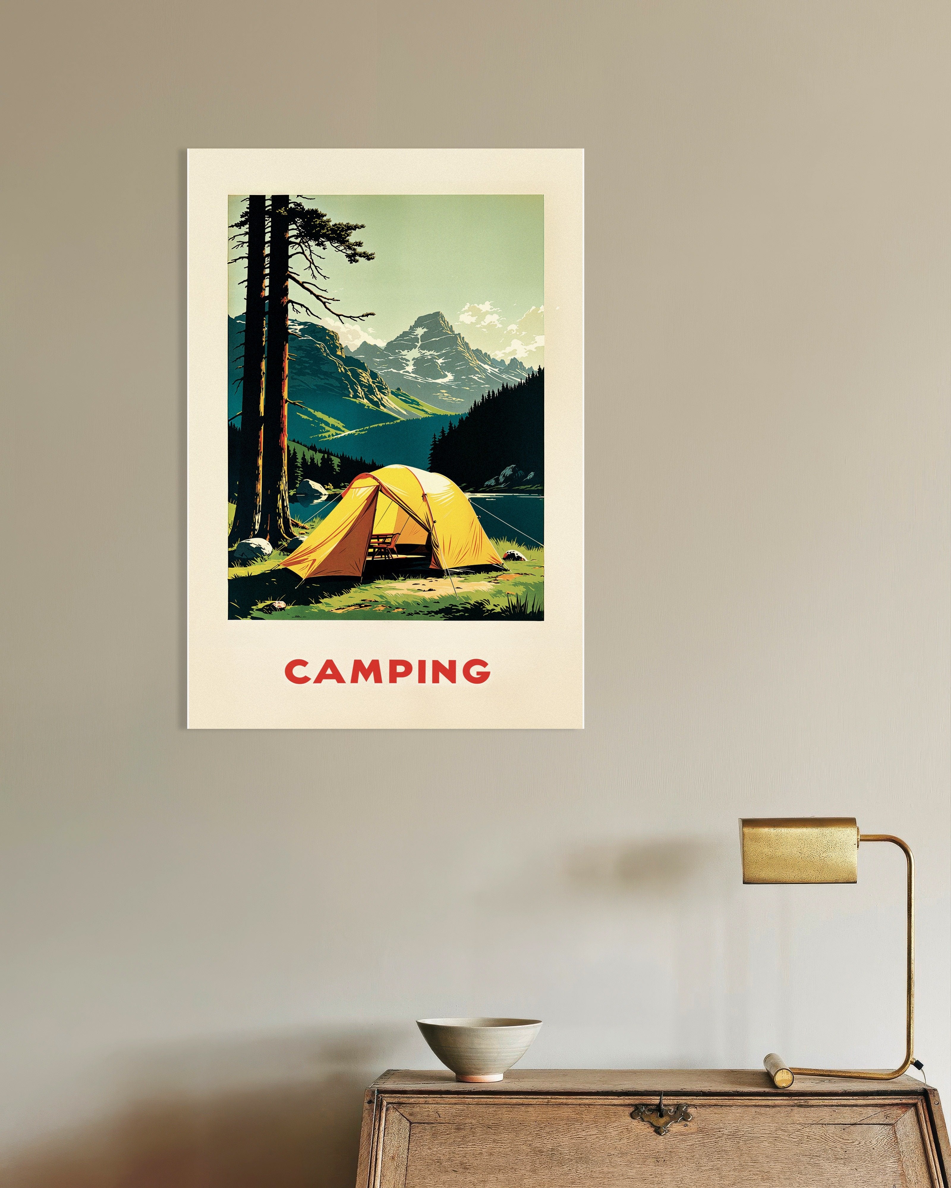 Poster of Vintage camping, mountain and nature - Poster
