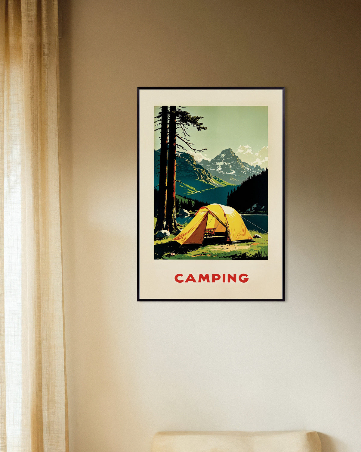 Poster of Vintage camping, mountain and nature - Poster, with metal frame