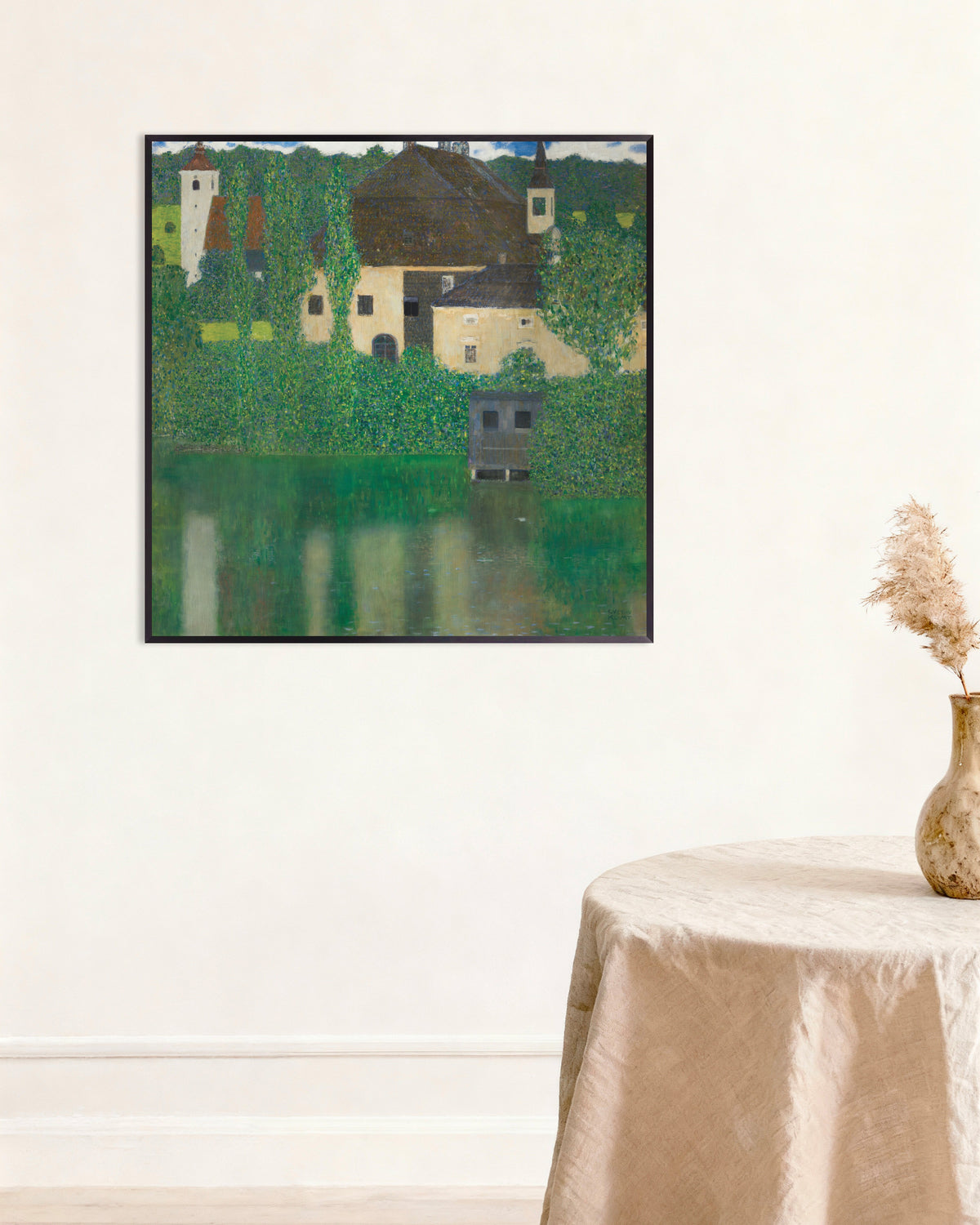 Poster af Vandslottet (1908–1909) af Gustav Klimt med metalramme
