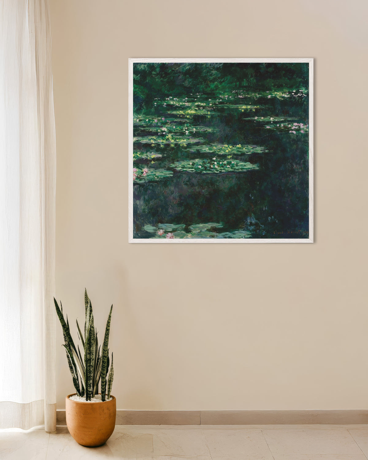 Plakat Åkander (1904) af Claude Monet med hvid træramme