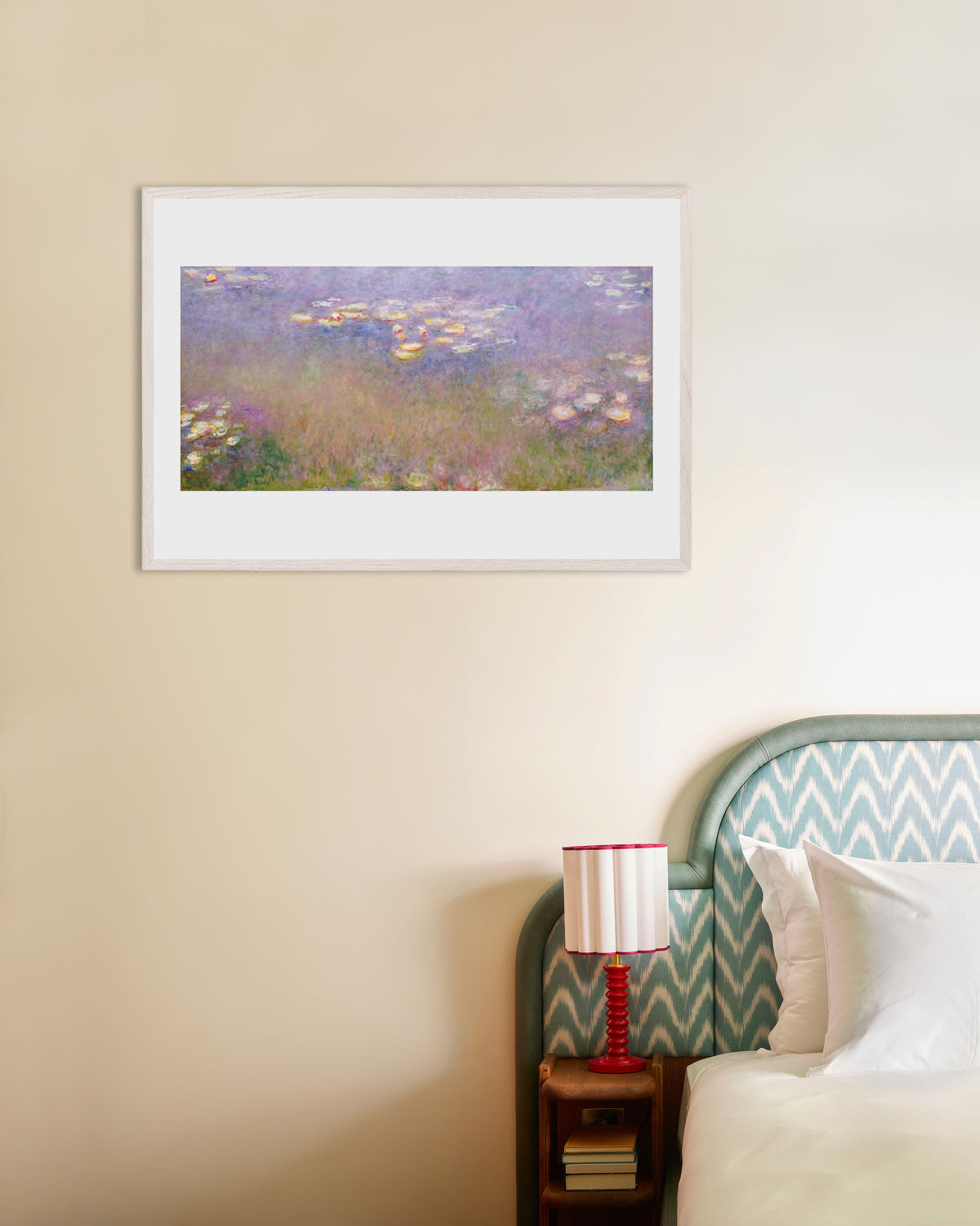 Plakat Åkander (ca. 1915–1926) af Claude Monet med hvid træramme