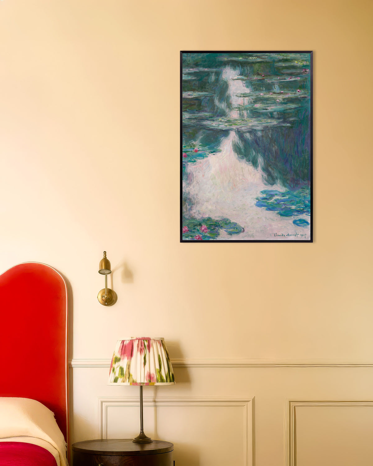 Plakat Åkander, gråvejr (1907) af Claude Monet med metalramme