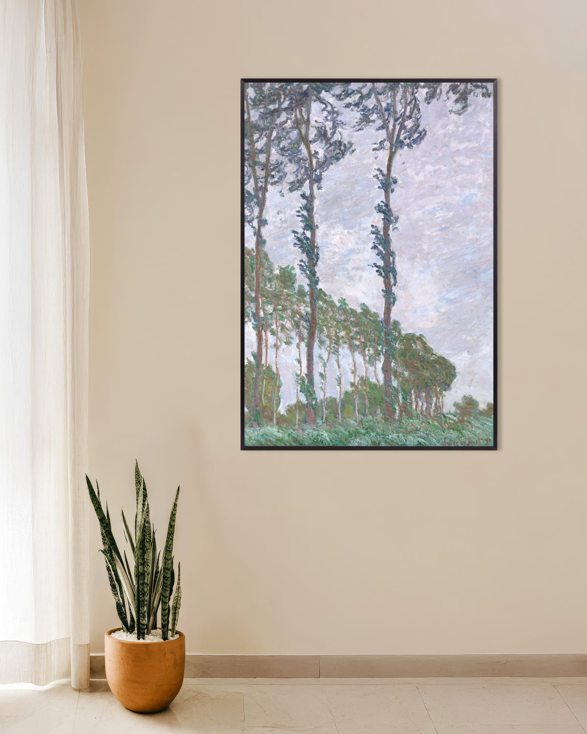 Plakat Popler, vindeffekt (1891) af Claude Monet med metalramme