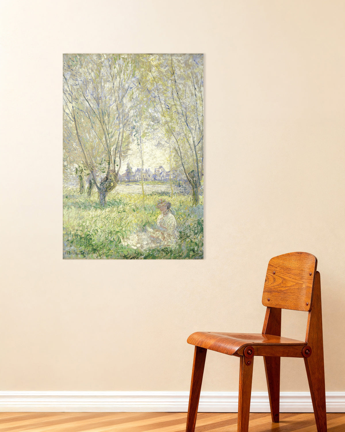 Plakat Kvinde under piletræerne (1880) af Claude Monet