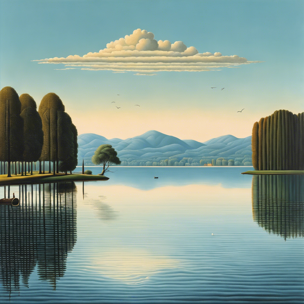 Belgisk surrealisme, refleksioner over søen - Plakat