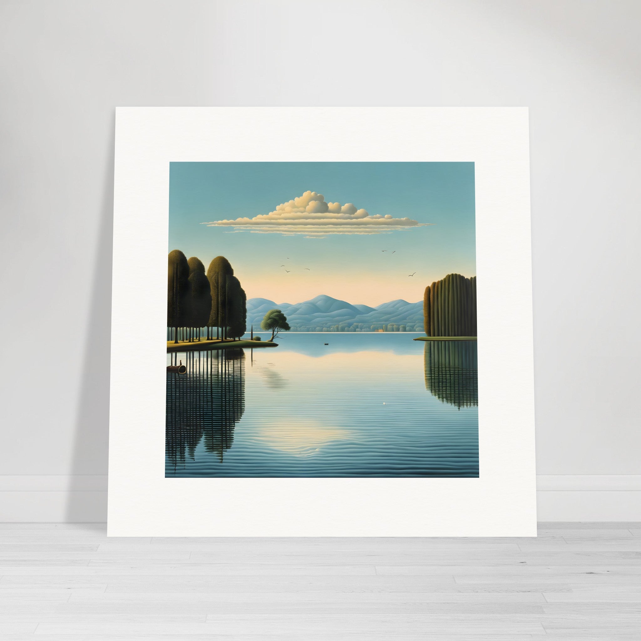 Belgisk surrealisme, refleksioner over søen - Plakat