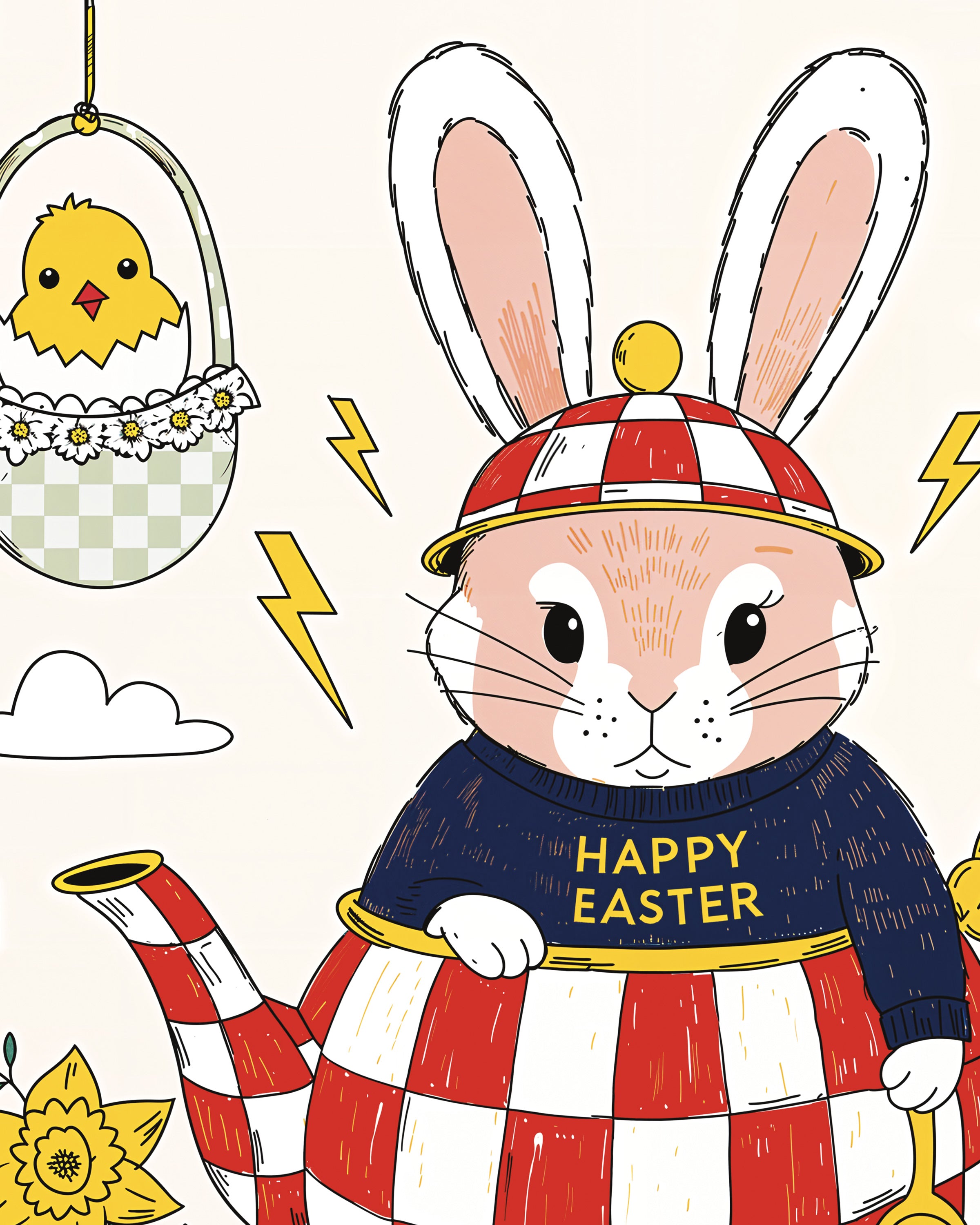 Påskebris - Kanin tekande og påskeliljer poster
