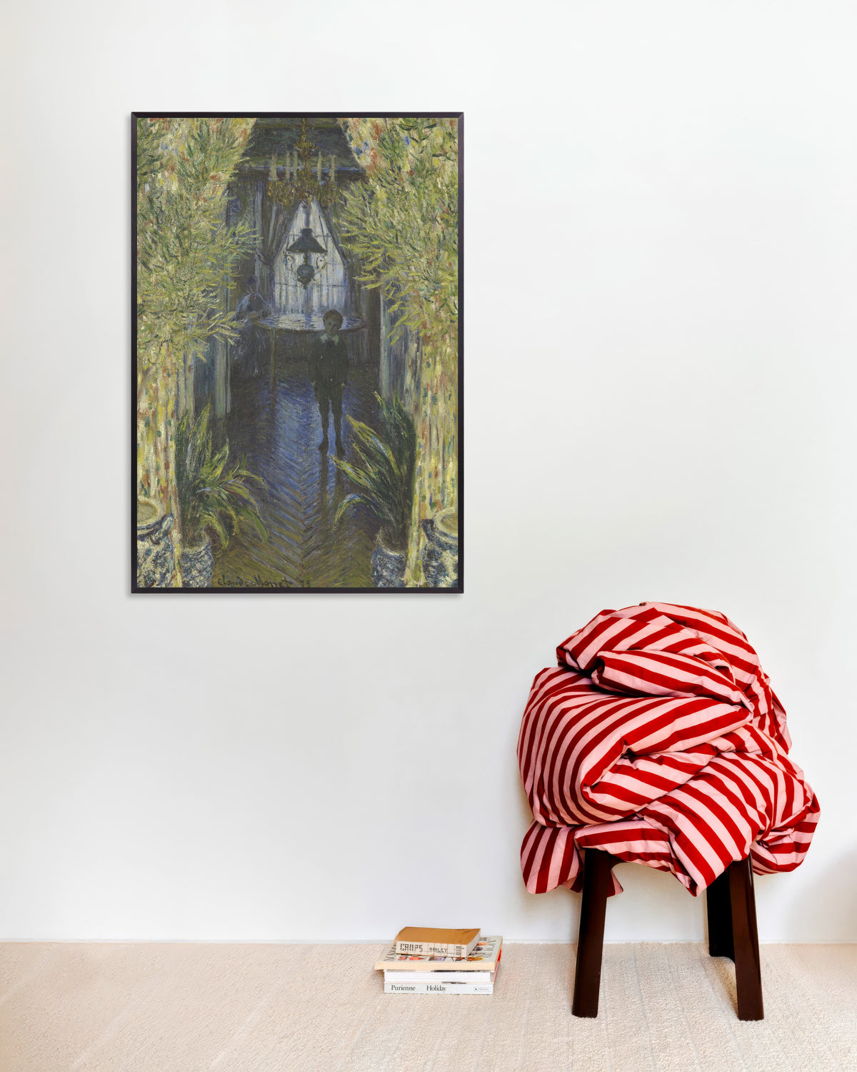 Plakat Et hjørne af lejligheden (1875) af Claude Monet med metalramme