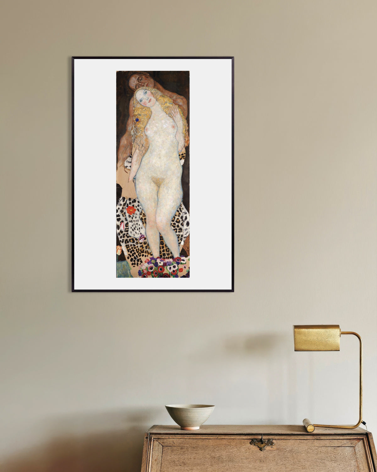 Plakat Adam og Eva (1917–1918) af Gustav Klimt med metalramme