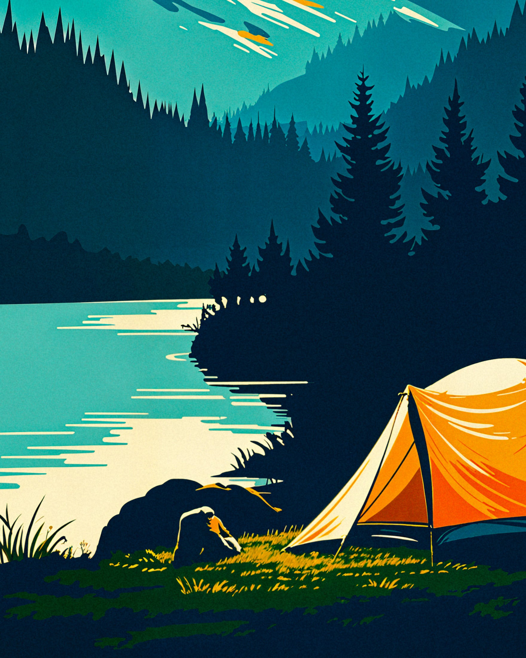 Vintage stil natur plakat, camping og eventyr