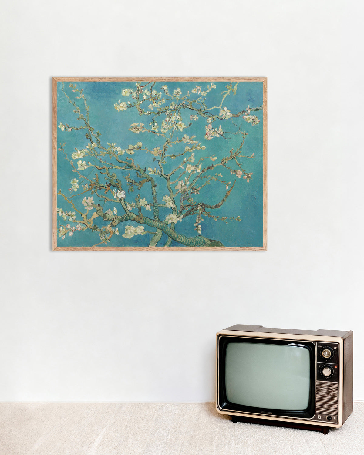Poster med Mandelblomstring (1890) af Vincent van Gogh med ramme af naturtræ