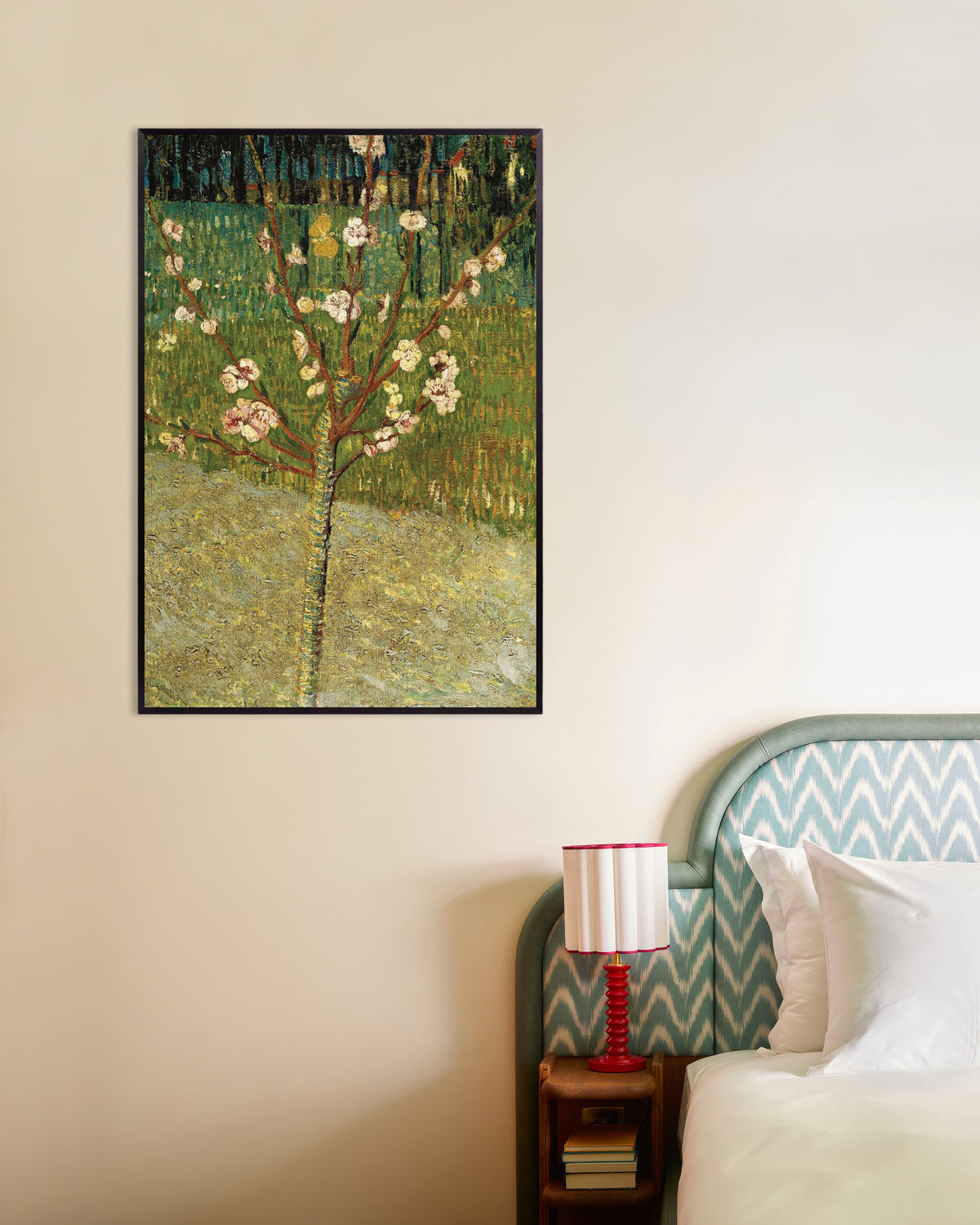 Poster af Mandeltræ i blomst (1888) af Vincent van Gogh med metalramme