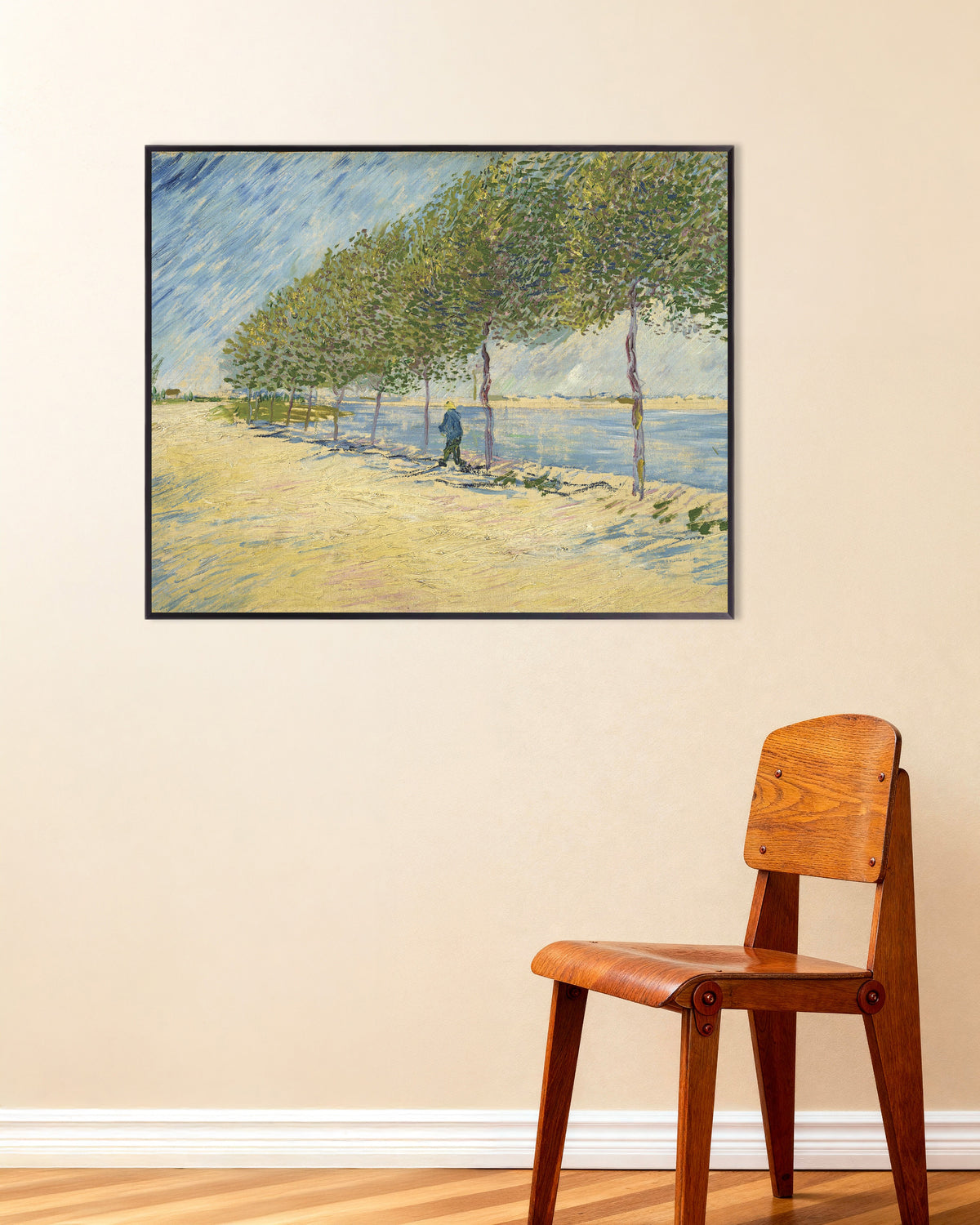 Poster af Langs Seinen (1887) af Vincent van Gogh, med metalramme