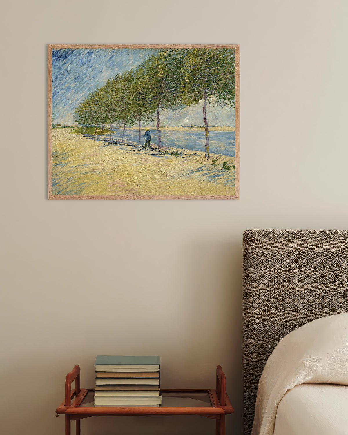 Poster af Langs Seinen (1887) af Vincent van Gogh, med ramme i naturtræ