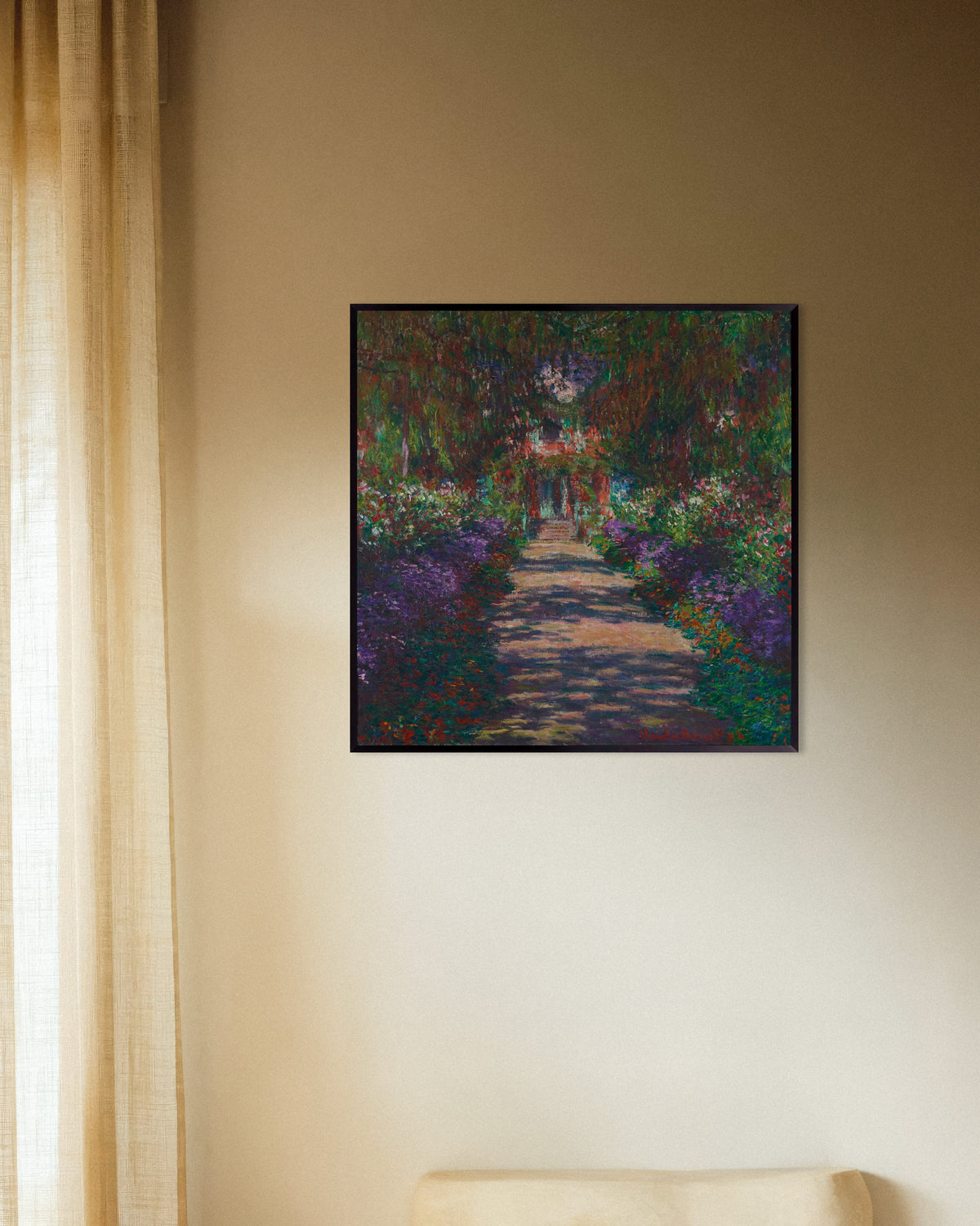 Plakat En allé i Monets have i Giverny (1902) af Claude Monet med metalramme