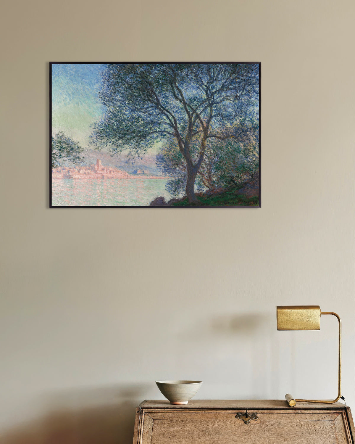 Plakat Antibes set fra La Salis (1888) af Claude Monet med metalramme
