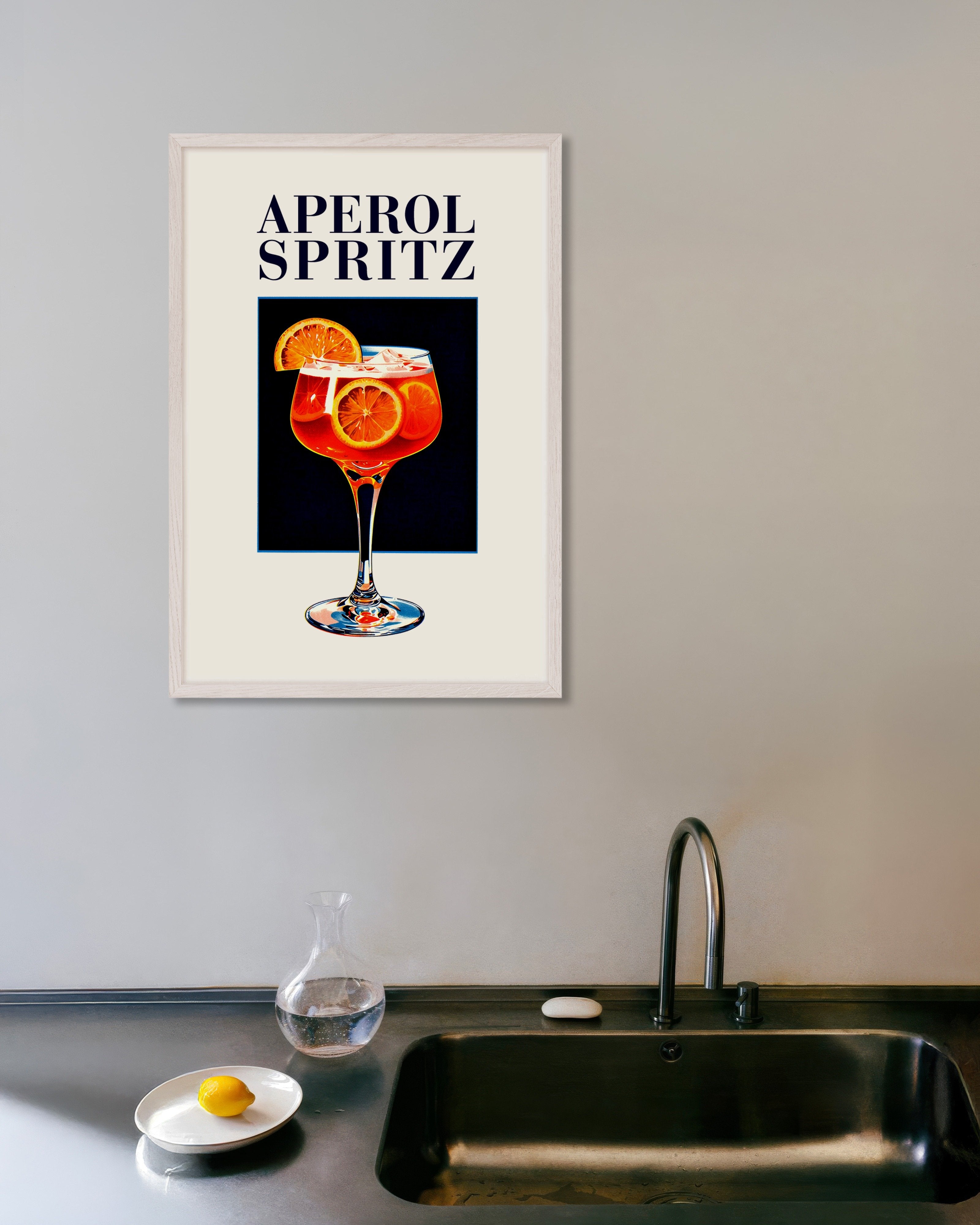 Poster of Aperol Spritz, vintage art print - Poster, with white wooden frame