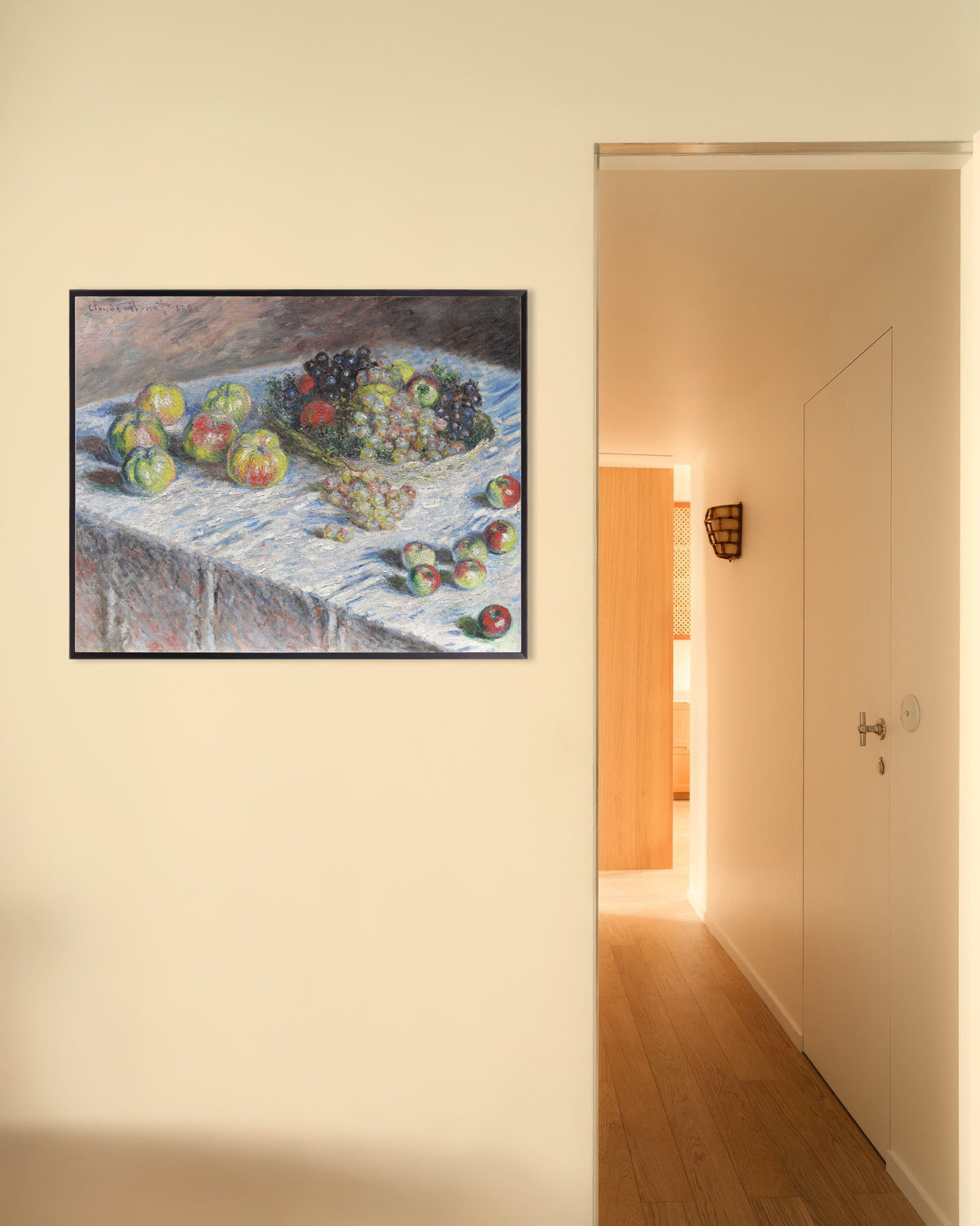 Plakat Æbler og druer (1880) af Claude Monet med metalramme
