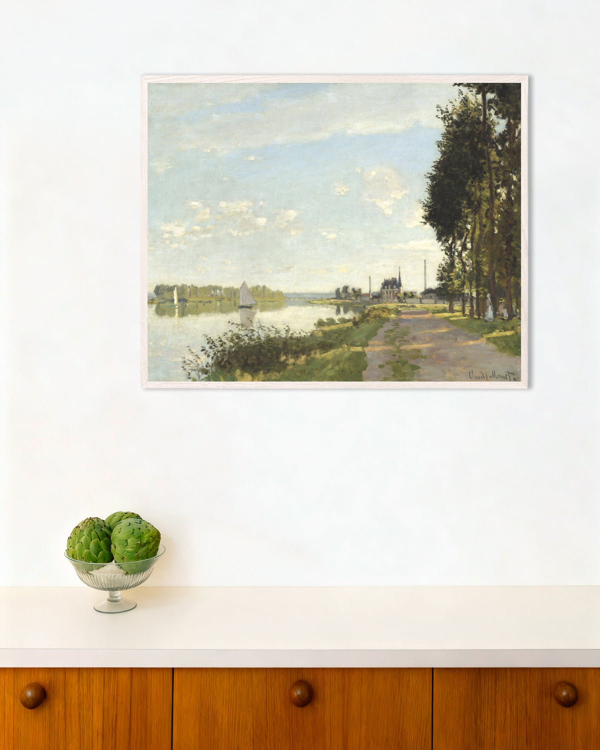 Plakat Argenteuil (ca. 1872) af Claude Monet med hvid træramme