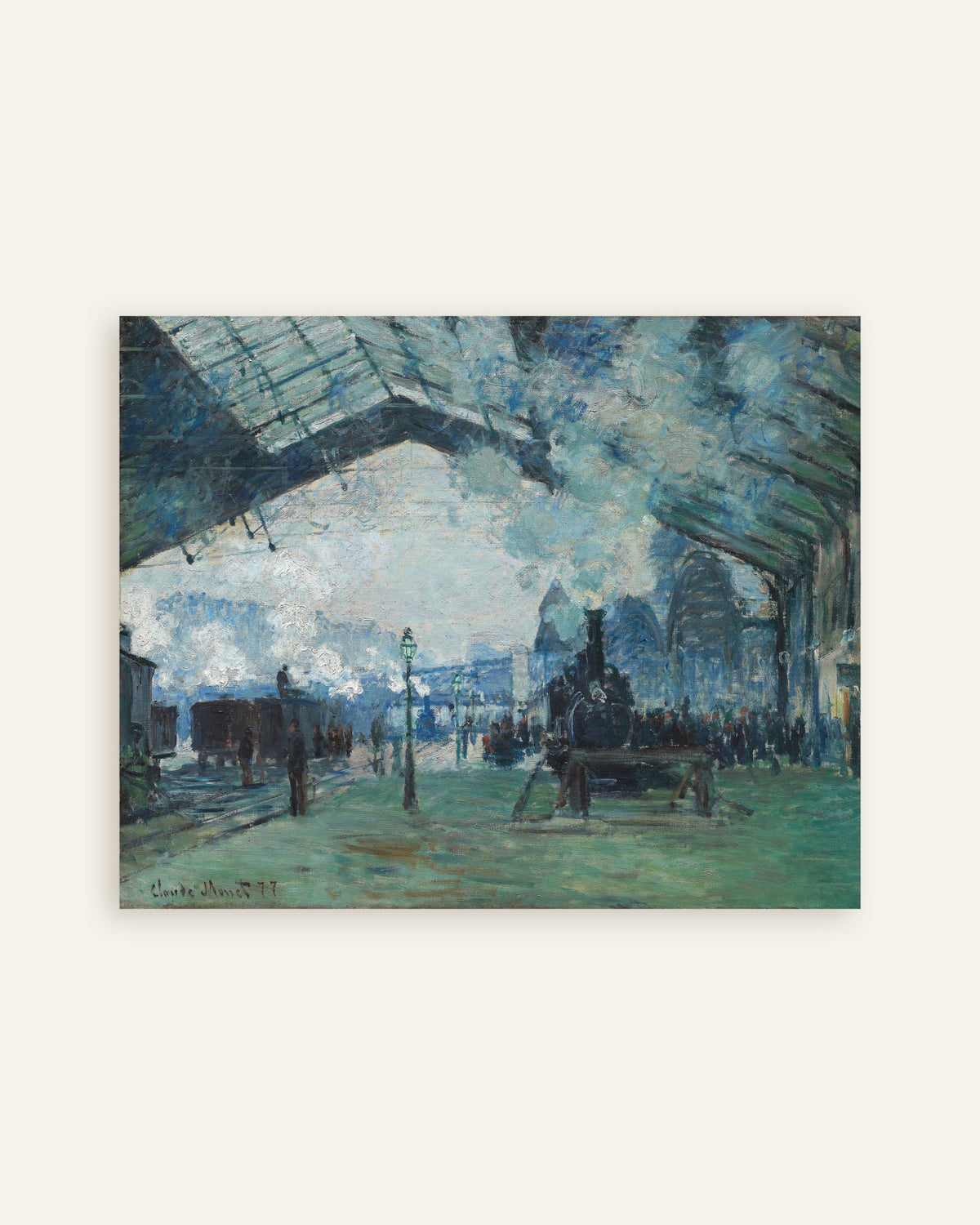 Plakat Toget fra Normandiet ankommer, Gare Saint-Lazare (1877) af Claude Monet, miniature