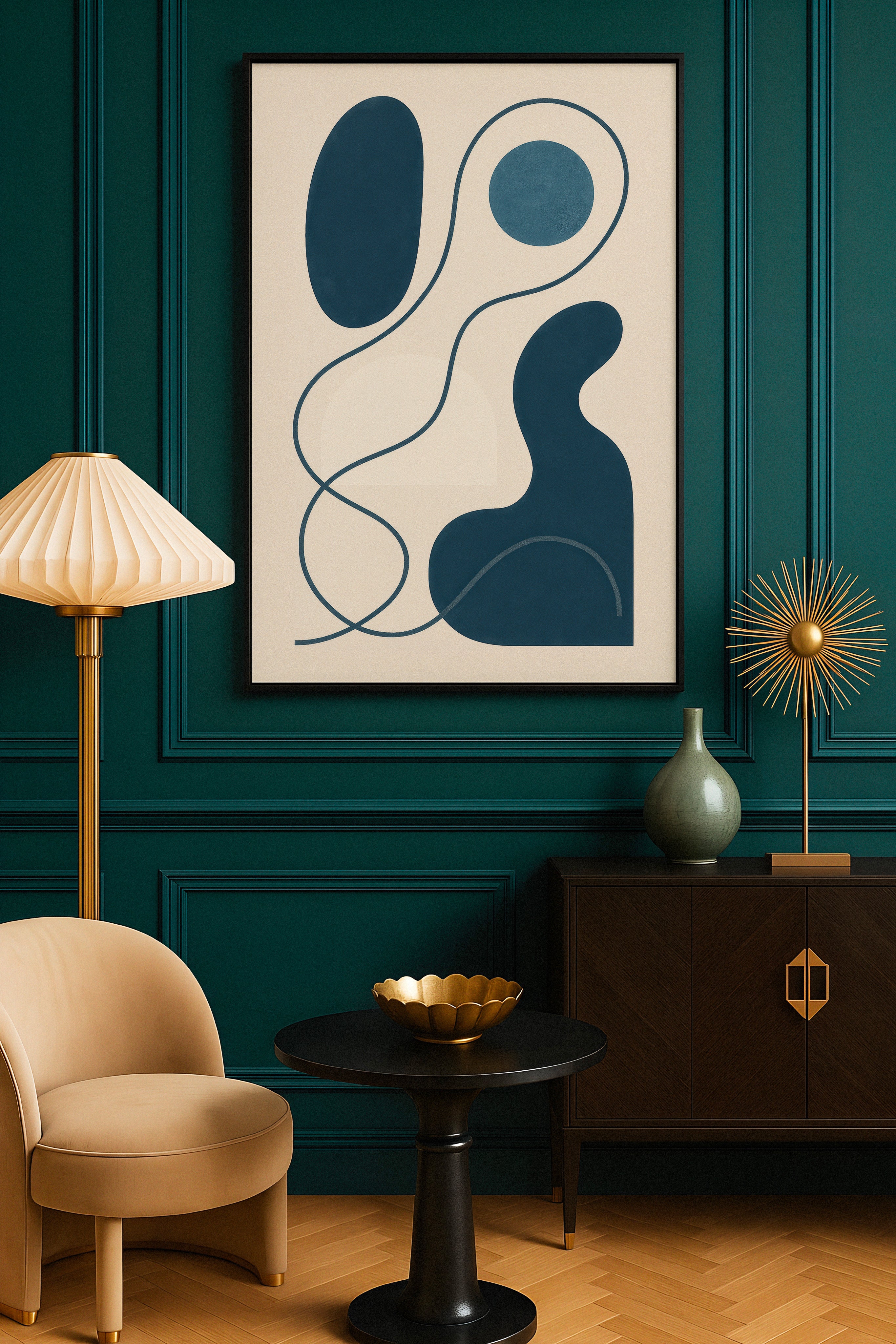 Inflections 01 – moderne abstrakt linjekunst i blå Plakat