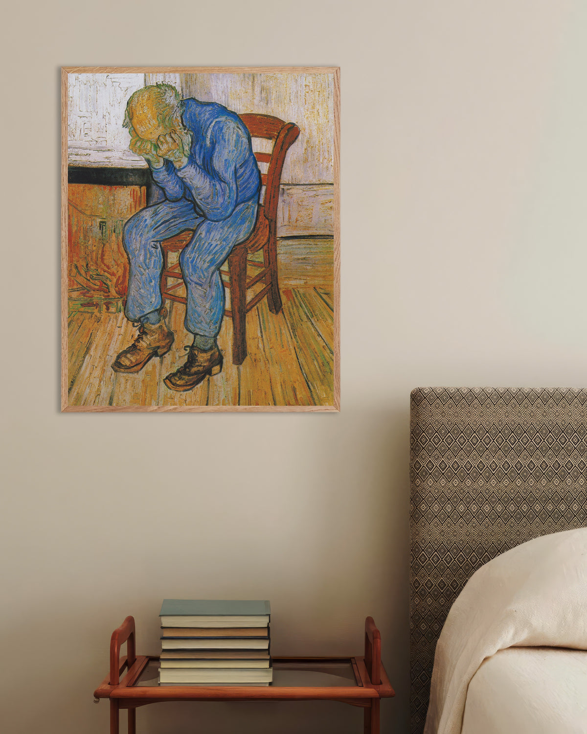 Poster af Ved evighedens port (1890) af Vincent van Gogh med ramme af naturtræ