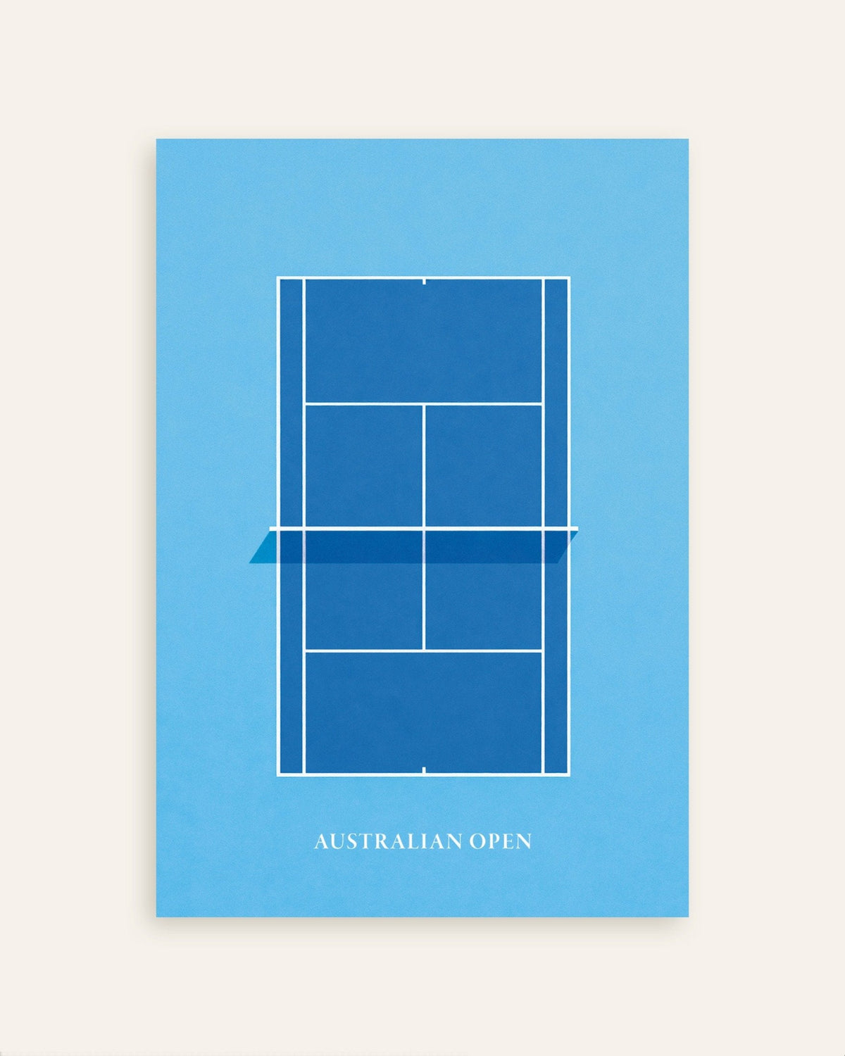 Poster med Australian Open-tennis – minimalistisk blå tennisbane, miniature