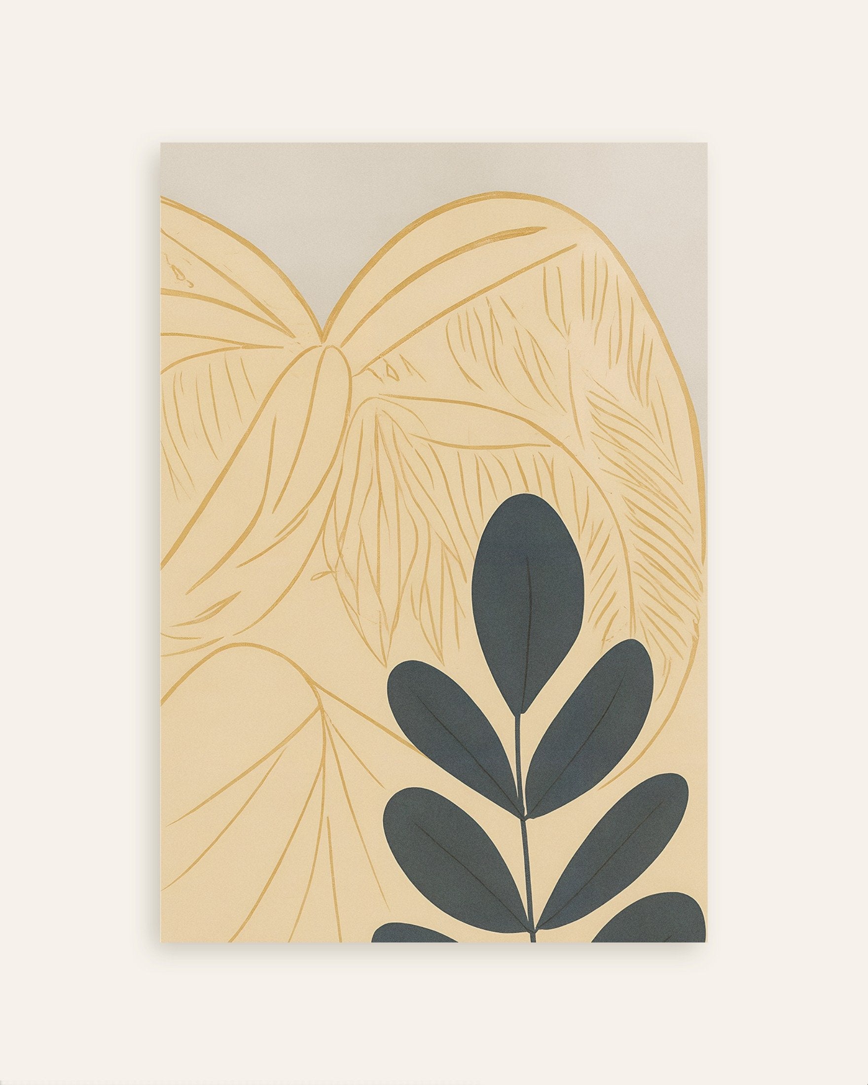 Poster of Autumn Botanical Poster – Graphic Leaves on Beige, thumbnail