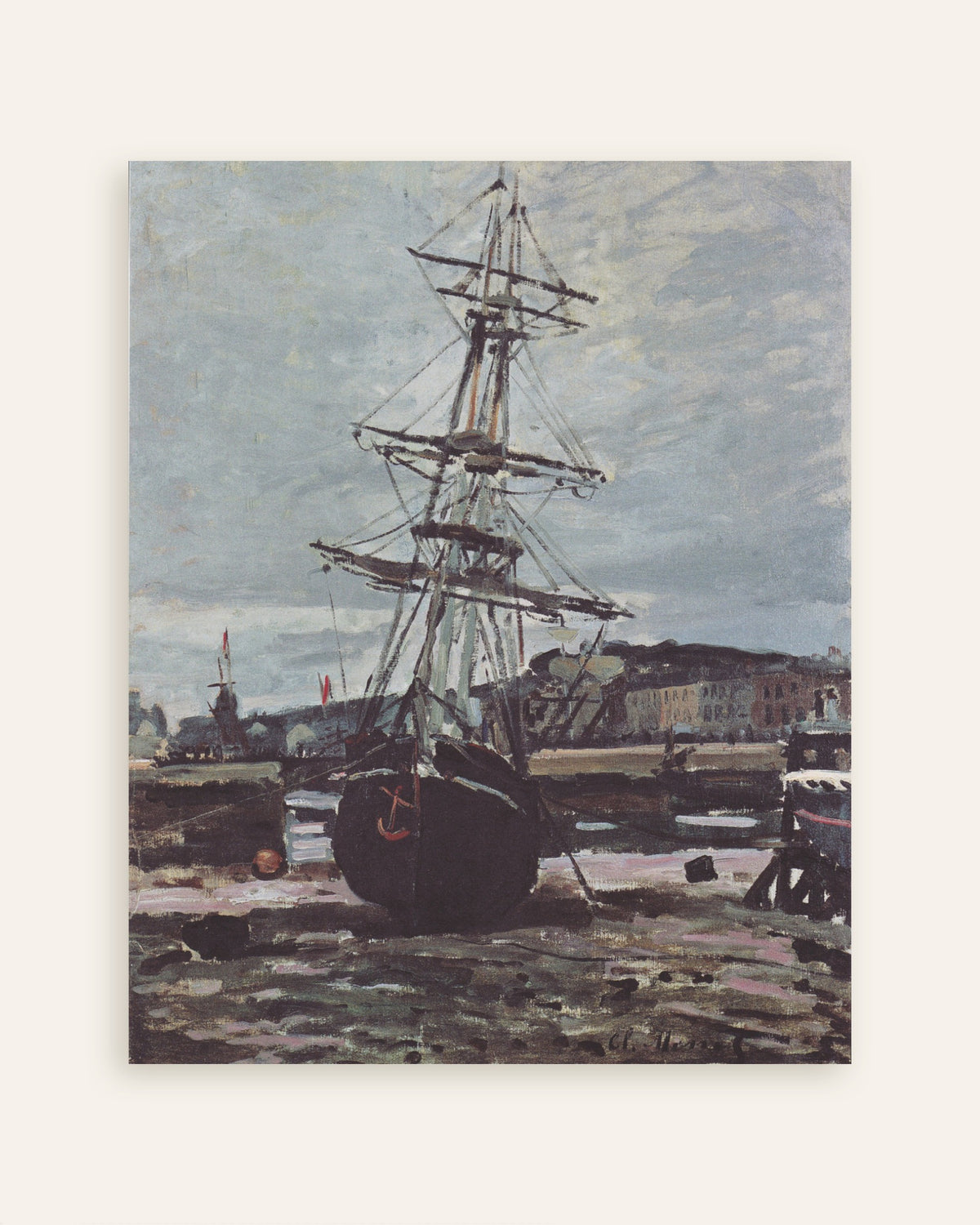 Plakat Båd på grund ved Fécamp (1868) af Claude Monet, miniature