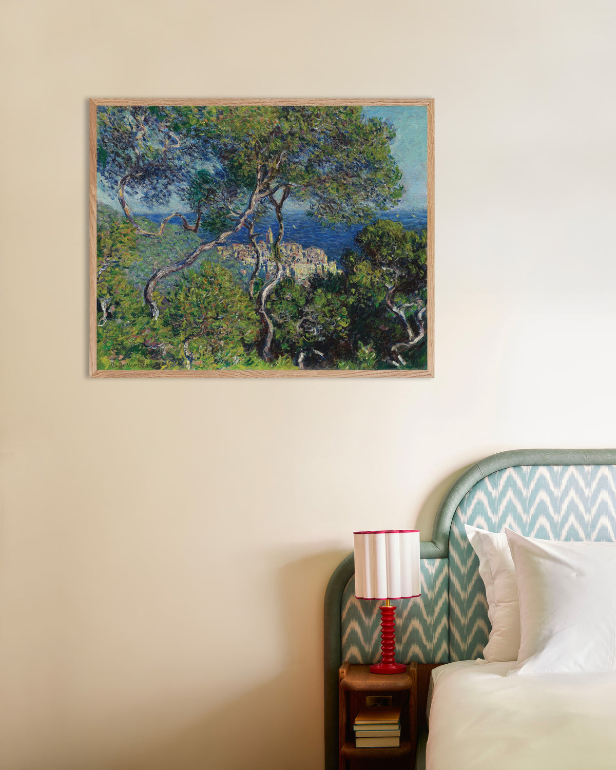 Plakat Bordighera (1884) af Claude Monet med ramme i naturtræ
