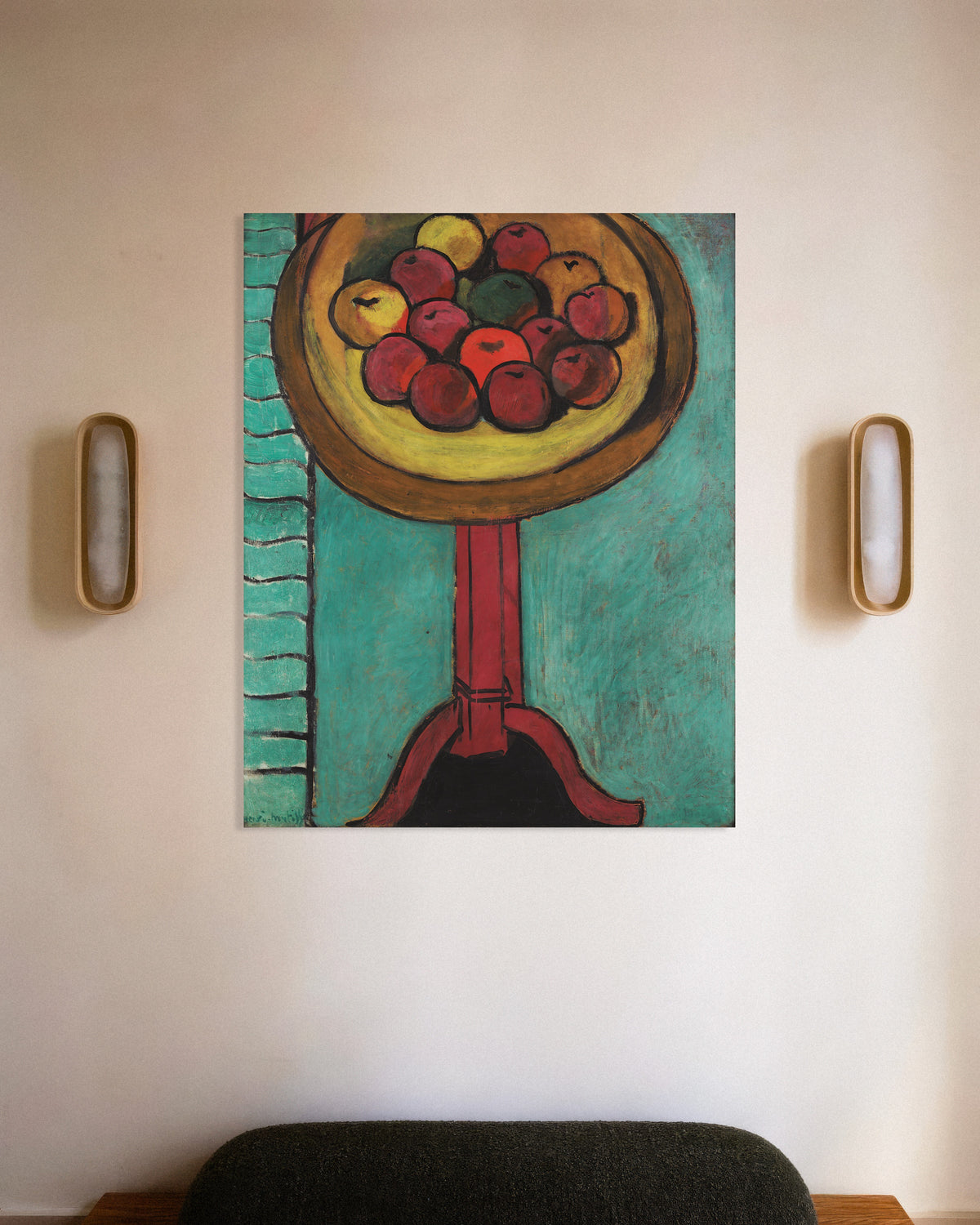 Poster af Skål med æbler på et bord (1916) af Henri Matisse