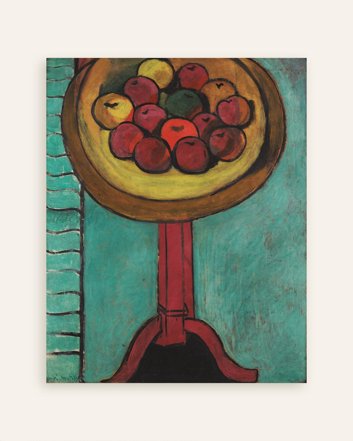 Poster af Skål med æbler på et bord (1916) af Henri Matisse, miniature