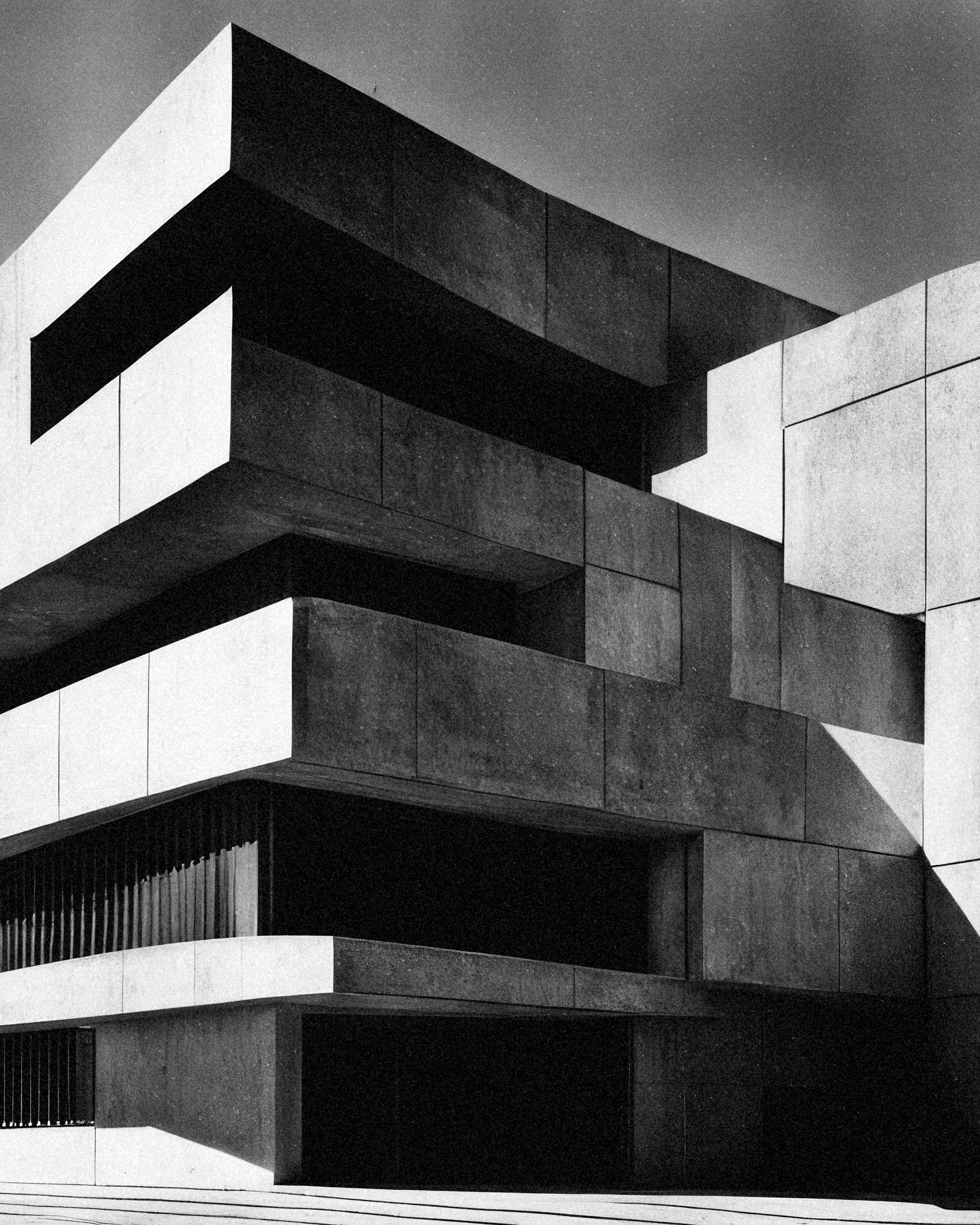Brutalistisk arkitektur poster – Moderne beton design