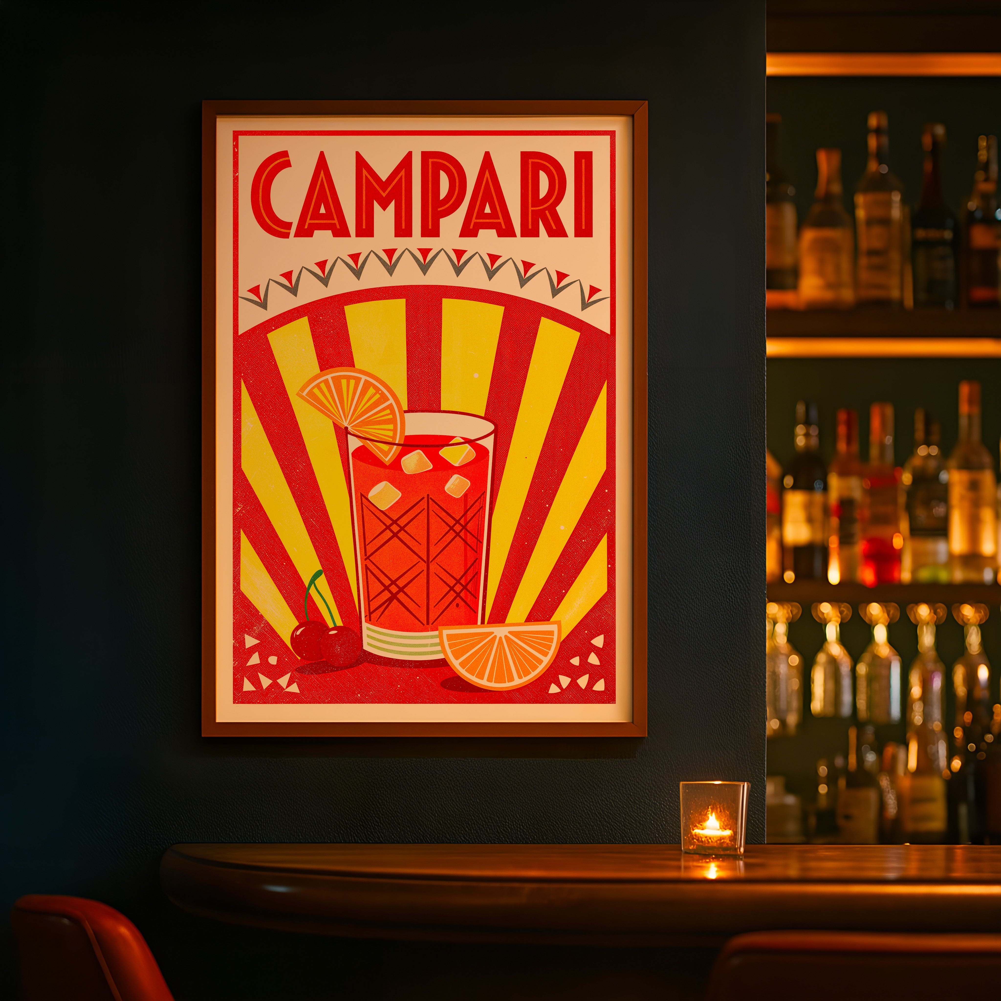 Campari Cocktail Poster - Retro Italiensk Aperitif