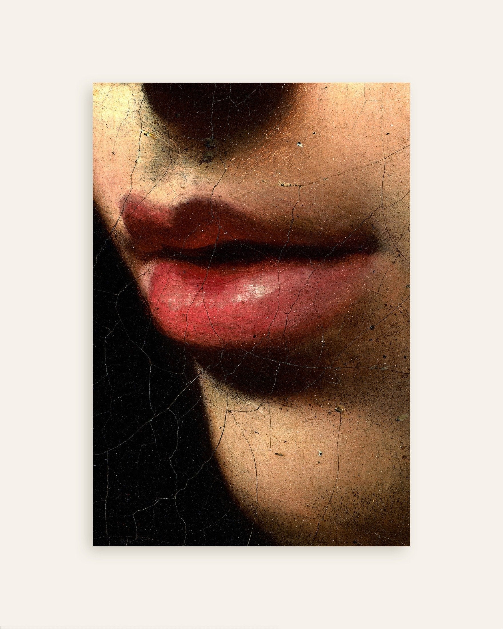Close-up of a textured surface with a focus on lips