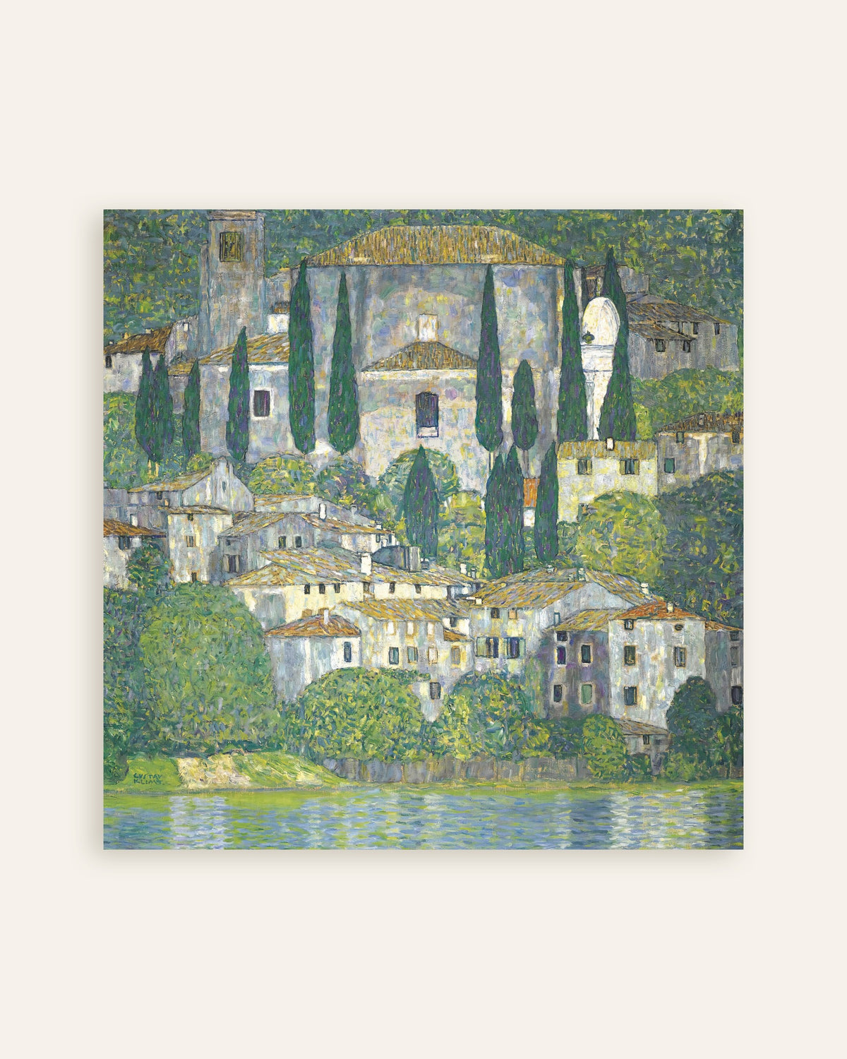 Plakat Kirke i Cassone (Landskab med cypresser) (1913) af Gustav Klimt, miniature