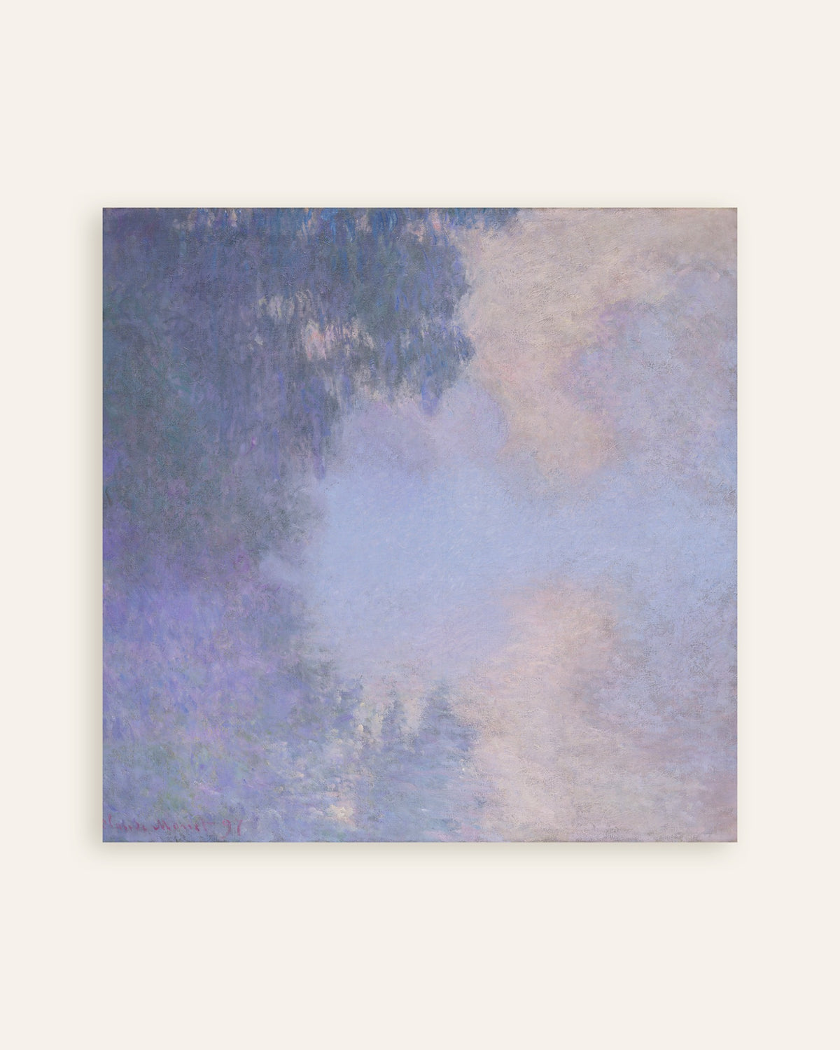 Plakat Seinens sidearm ved Giverny, tåge (1897) af Claude Monet, miniature