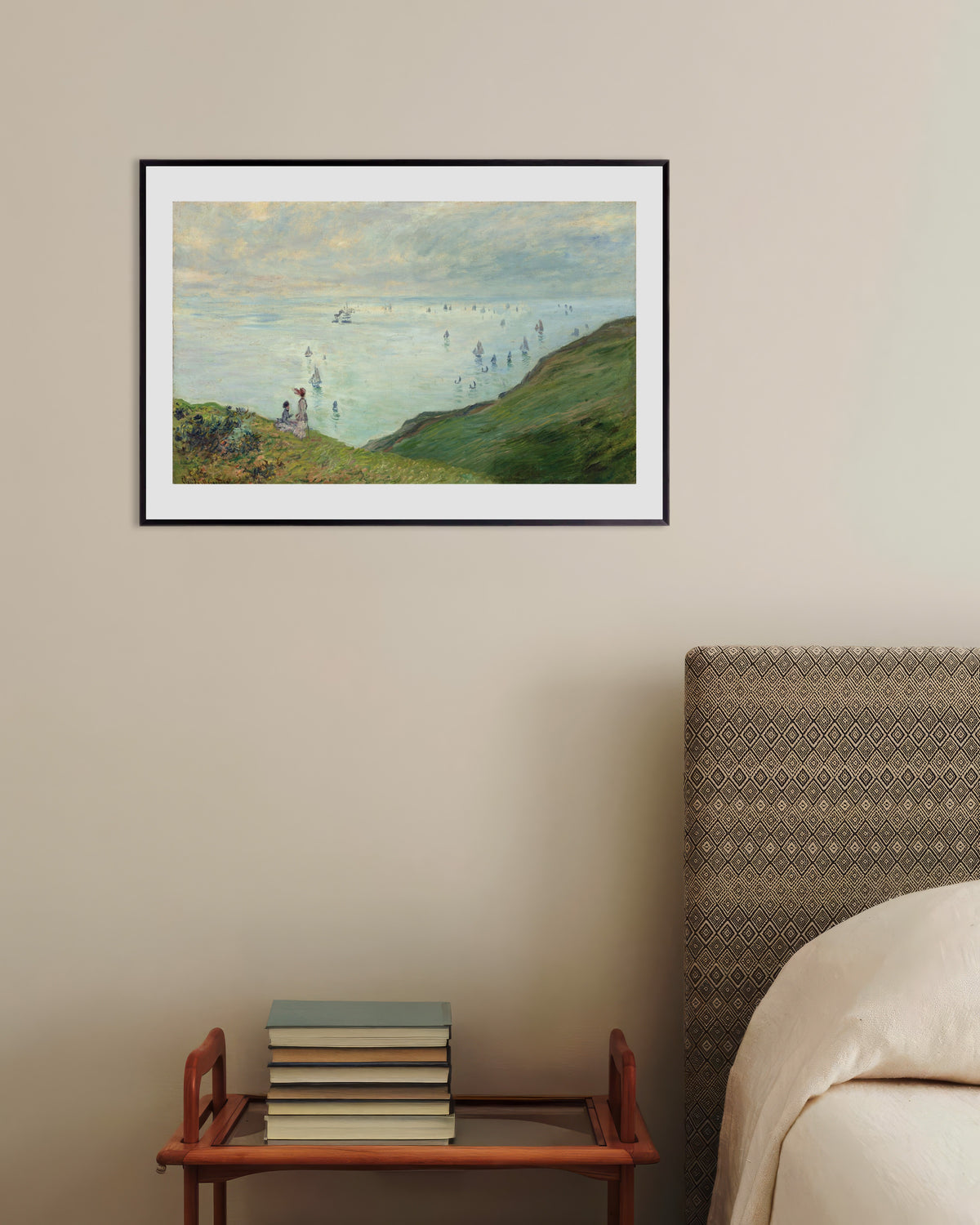 Plakat Klipper ved Pourville (1882) af Claude Monet med metalramme