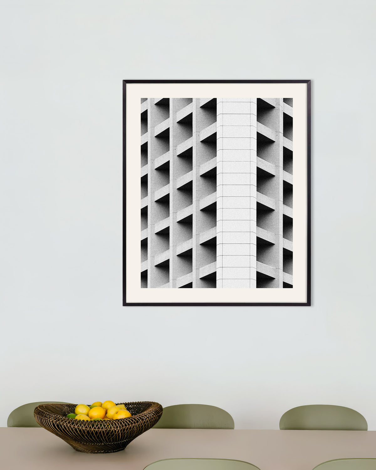 Plakat »Kassettefacade med hvid midterstribe« med metalramme